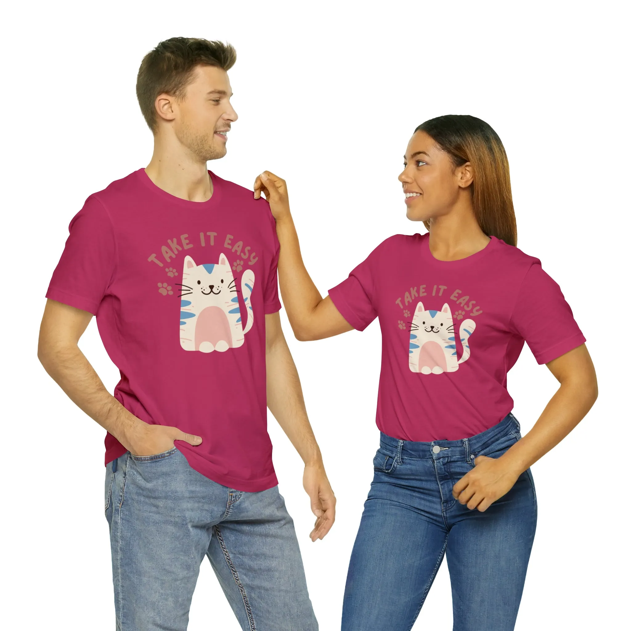 Take it Easy Cat T-Shirt | Cool Kitty Tee |  Bella Canvas 3001 Unisex |  Love my Cat Short Sleeve Tshirt
