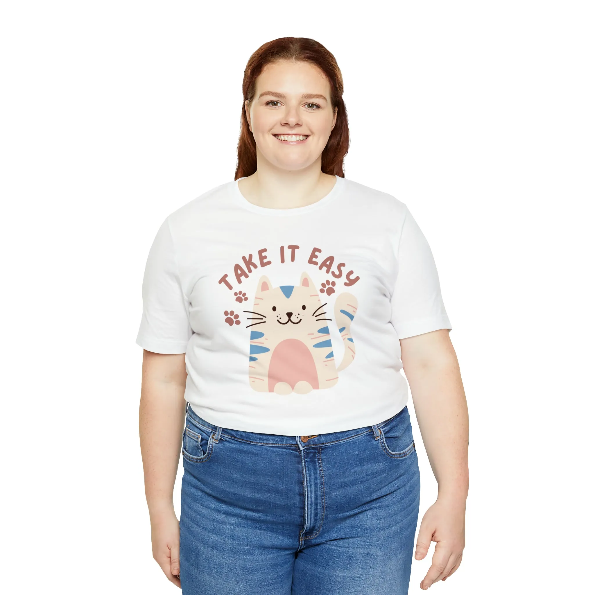 Take it Easy Cat T-Shirt | Cool Kitty Tee |  Bella Canvas 3001 Unisex |  Love my Cat Short Sleeve Tshirt