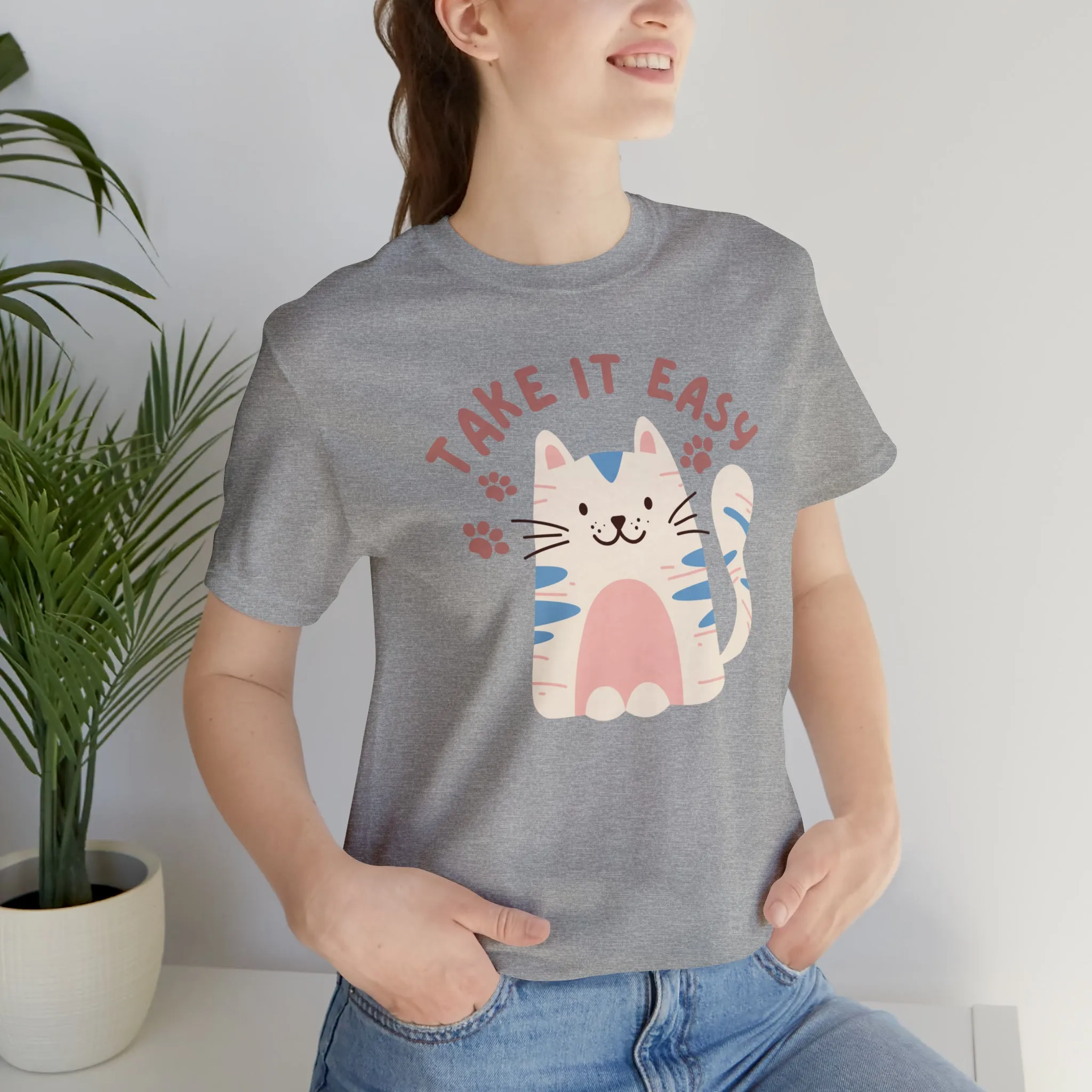 Take it Easy Cat T-Shirt | Cool Kitty Tee |  Bella Canvas 3001 Unisex |  Love my Cat Short Sleeve Tshirt