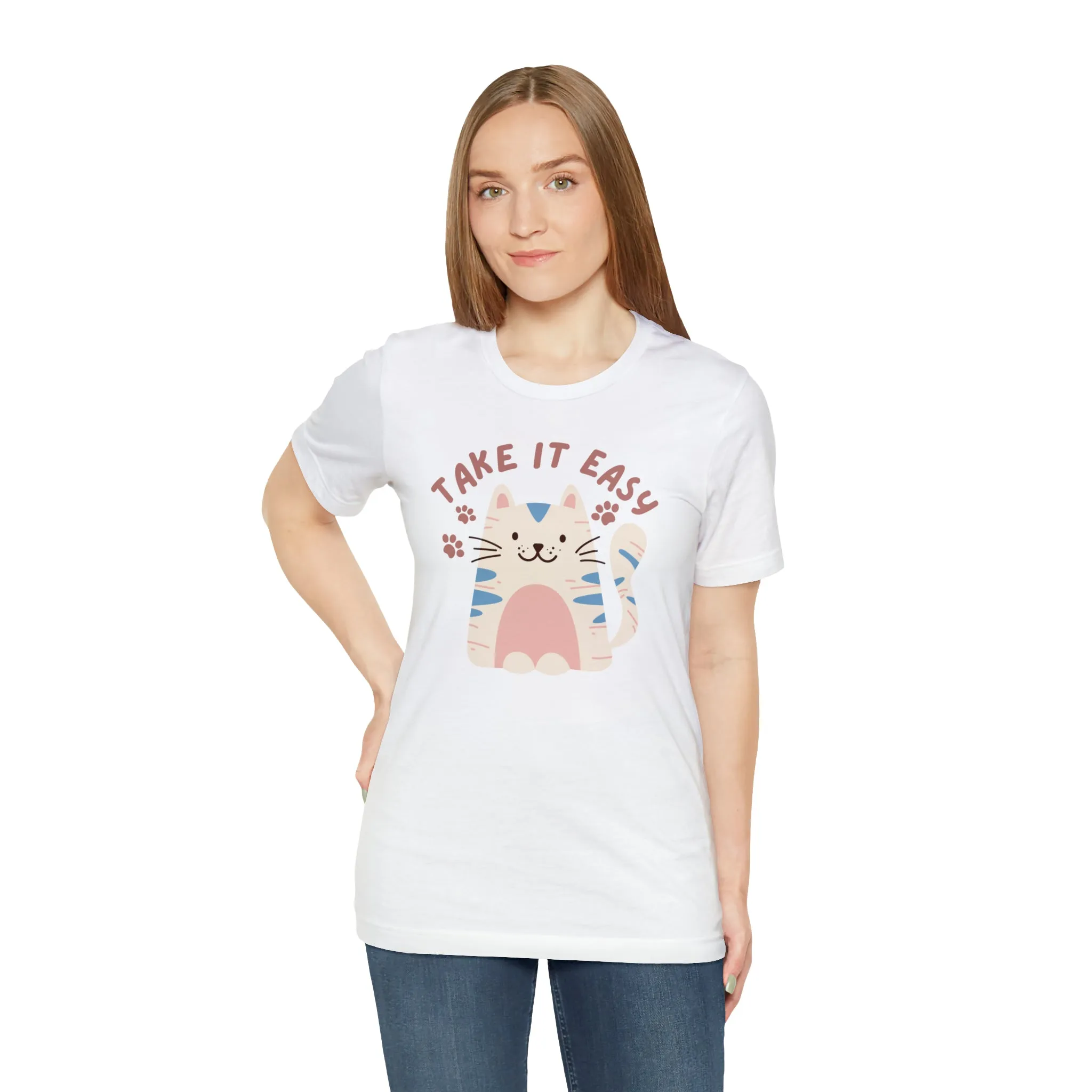 Take it Easy Cat T-Shirt | Cool Kitty Tee |  Bella Canvas 3001 Unisex |  Love my Cat Short Sleeve Tshirt