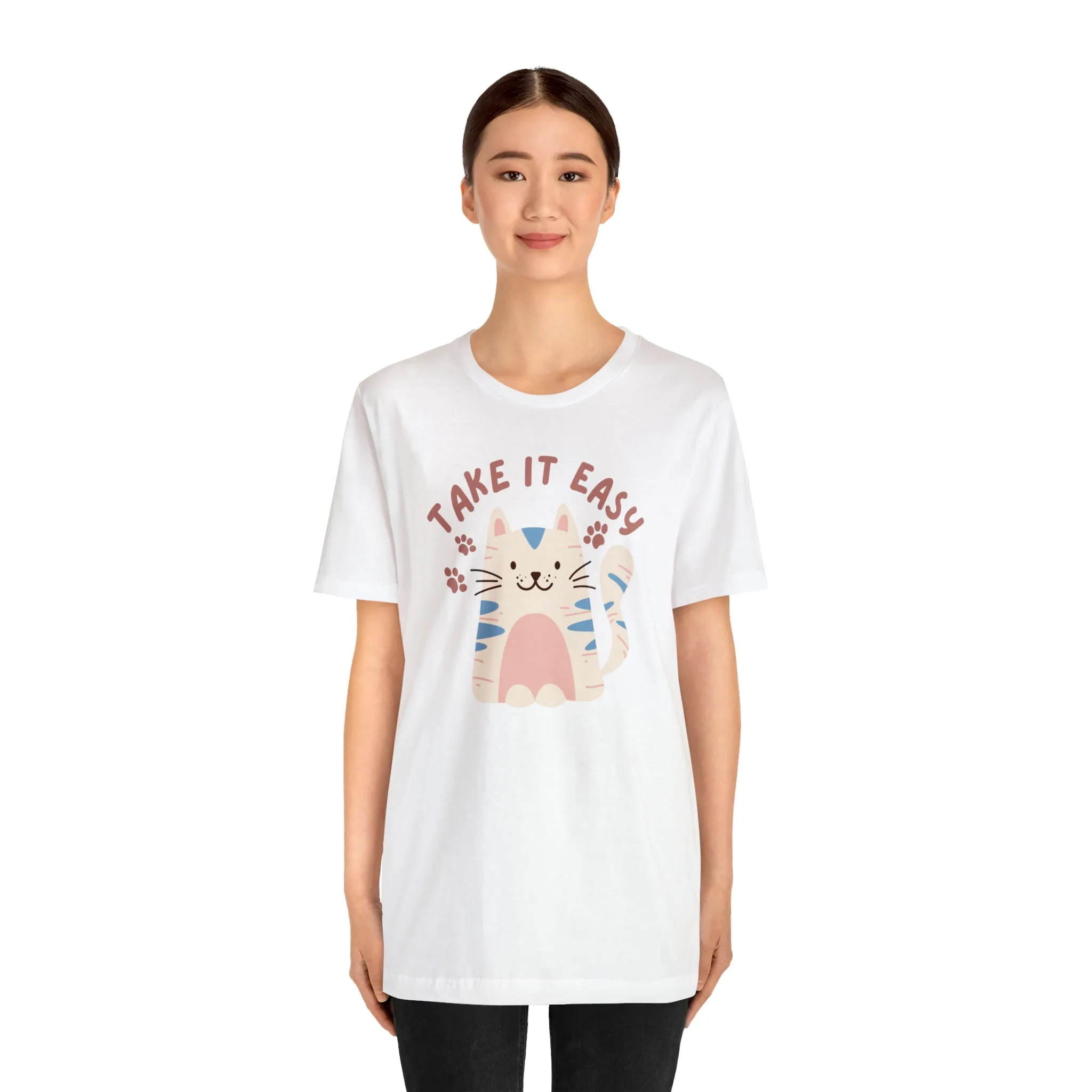 Take it Easy Cat T-Shirt | Cool Kitty Tee |  Bella Canvas 3001 Unisex |  Love my Cat Short Sleeve Tshirt