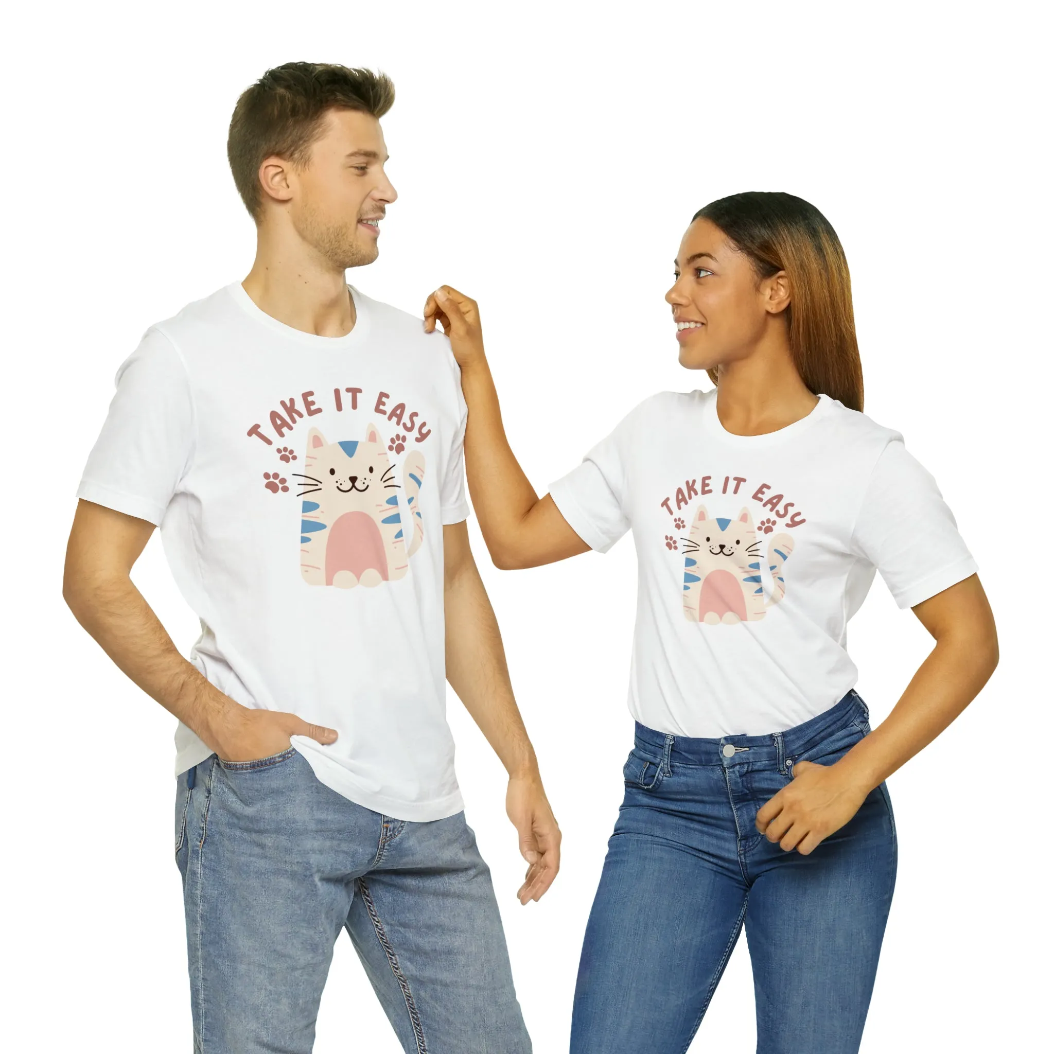 Take it Easy Cat T-Shirt | Cool Kitty Tee |  Bella Canvas 3001 Unisex |  Love my Cat Short Sleeve Tshirt