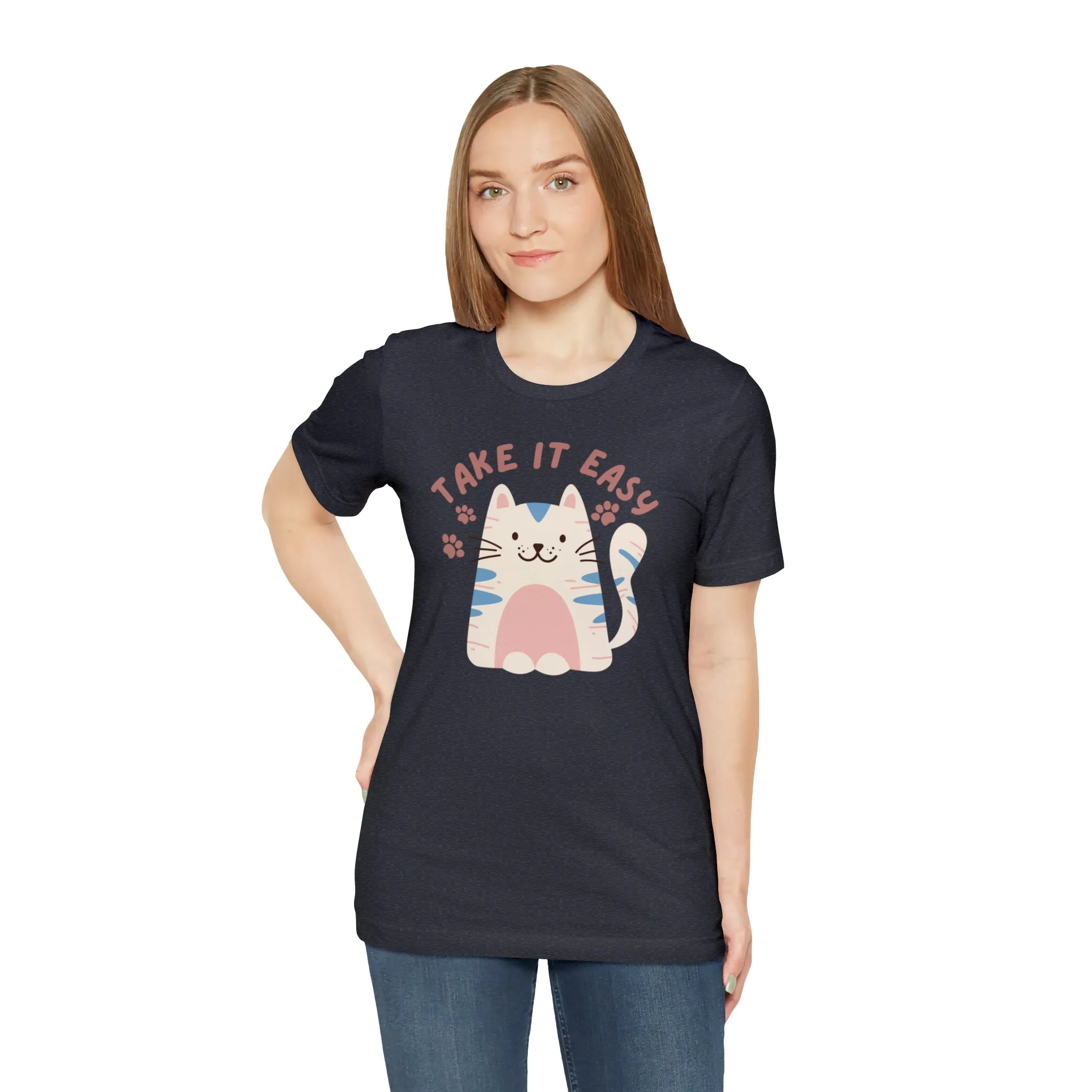 Take it Easy Cat T-Shirt | Cool Kitty Tee |  Bella Canvas 3001 Unisex |  Love my Cat Short Sleeve Tshirt