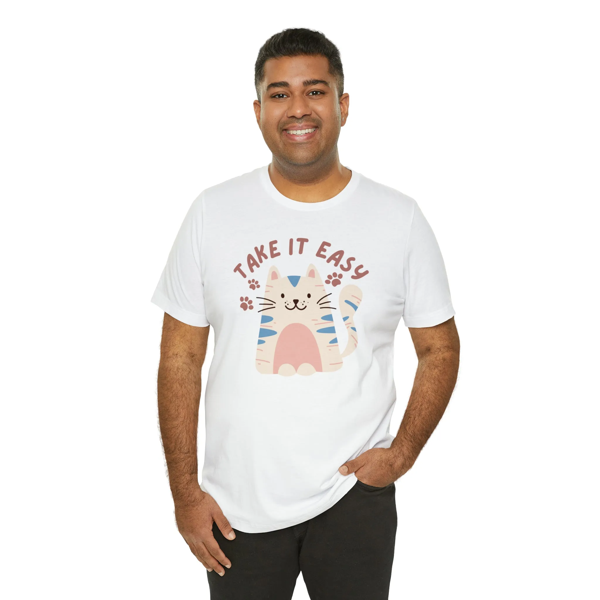 Take it Easy Cat T-Shirt | Cool Kitty Tee |  Bella Canvas 3001 Unisex |  Love my Cat Short Sleeve Tshirt