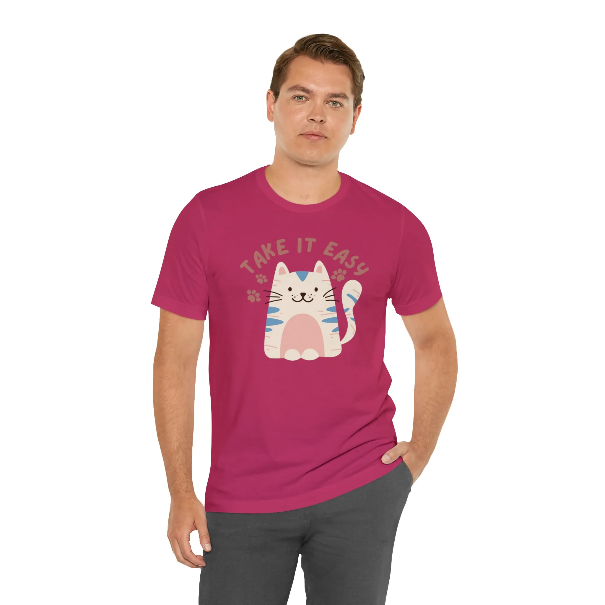 Take it Easy Cat T-Shirt | Cool Kitty Tee |  Bella Canvas 3001 Unisex |  Love my Cat Short Sleeve Tshirt