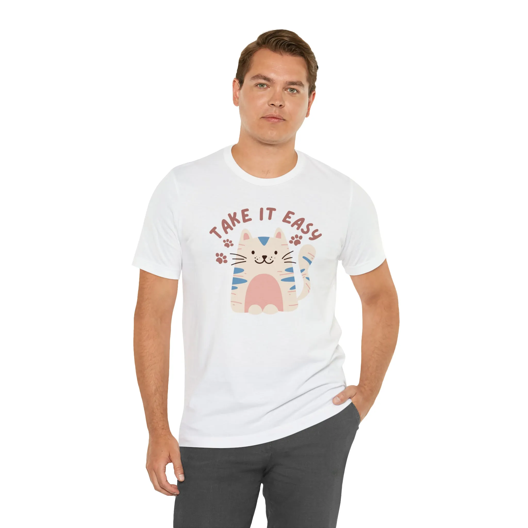 Take it Easy Cat T-Shirt | Cool Kitty Tee |  Bella Canvas 3001 Unisex |  Love my Cat Short Sleeve Tshirt