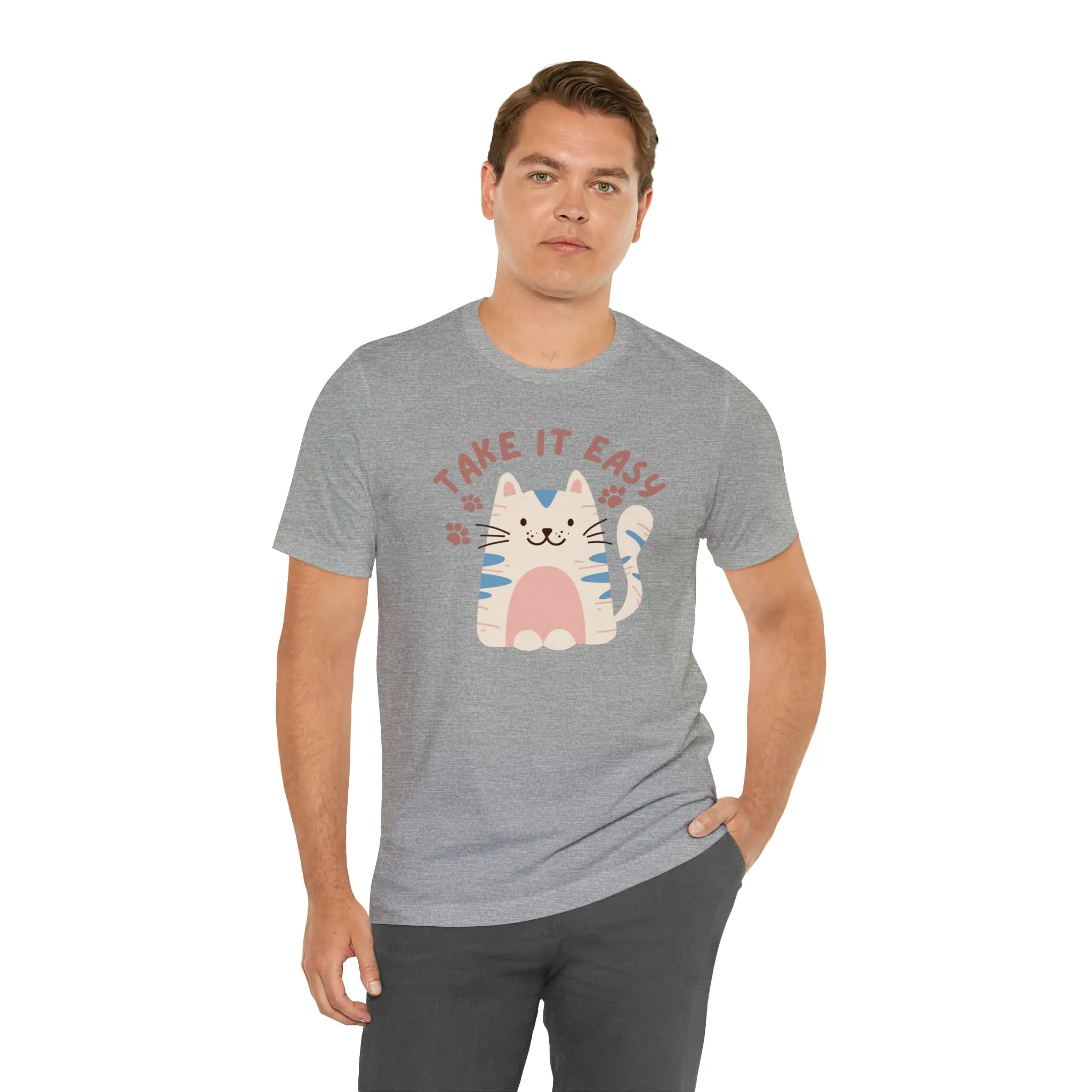 Take it Easy Cat T-Shirt | Cool Kitty Tee |  Bella Canvas 3001 Unisex |  Love my Cat Short Sleeve Tshirt