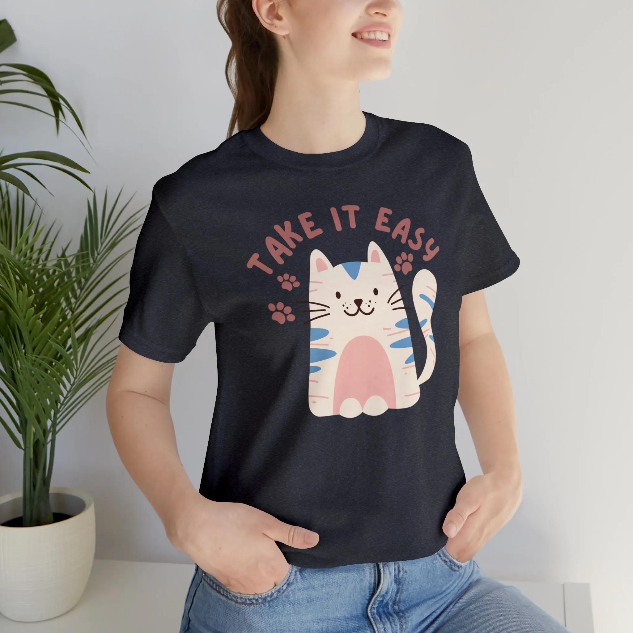 Take it Easy Cat T-Shirt | Cool Kitty Tee |  Bella Canvas 3001 Unisex |  Love my Cat Short Sleeve Tshirt
