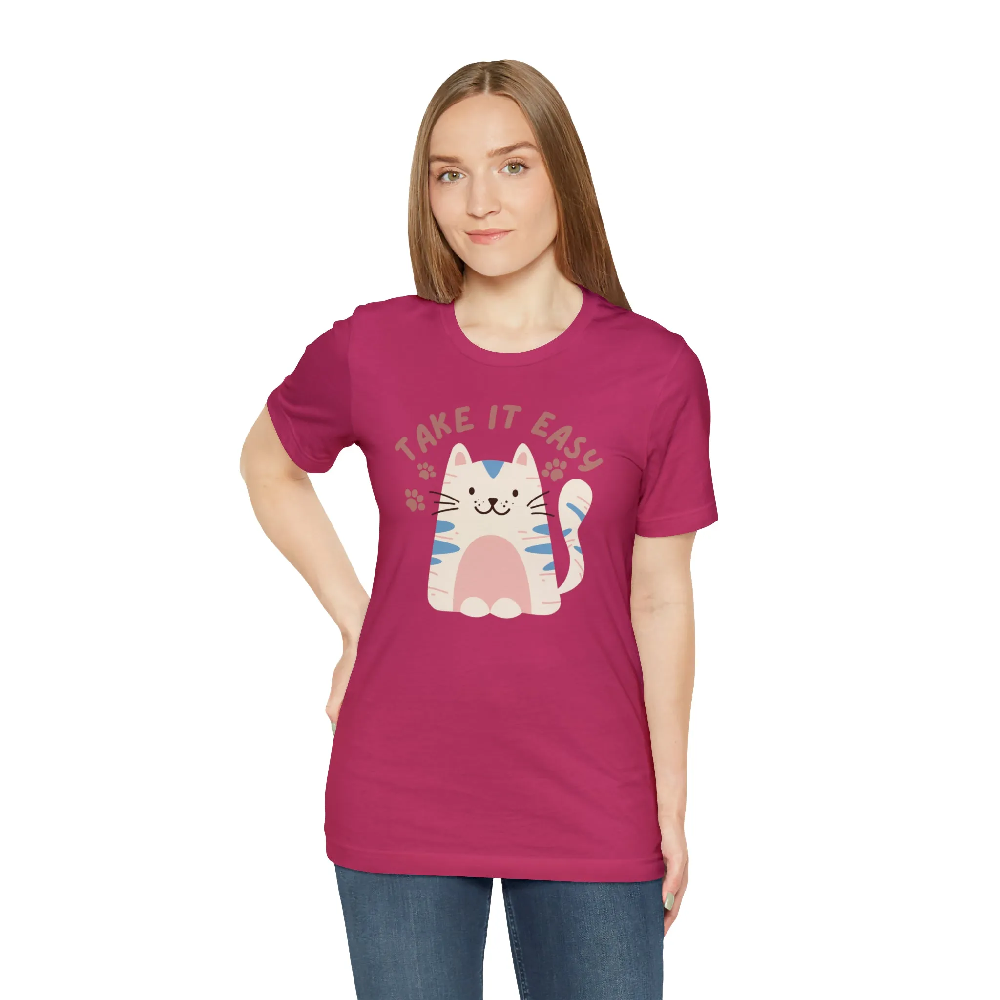 Take it Easy Cat T-Shirt | Cool Kitty Tee |  Bella Canvas 3001 Unisex |  Love my Cat Short Sleeve Tshirt