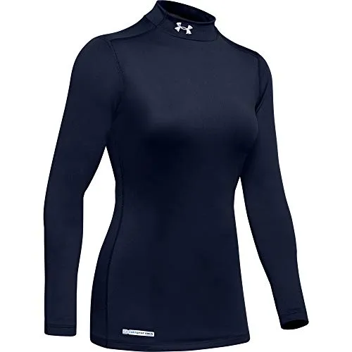 Under Armour Women's ColdGear Authentics Mock, Midnight Navy/Metal, Small