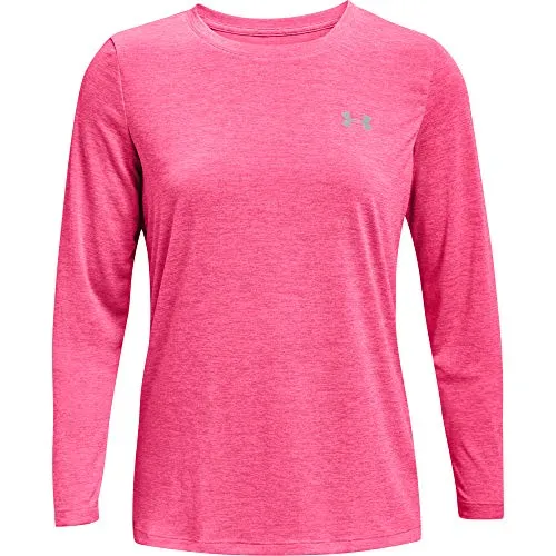 Under Armour Women's Tech Twist Crew Long-Sleeve T-Shirt , Cerise (653)/Metallic Silver , Small