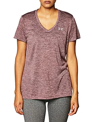 Under Armour Women's Tech V-Neck Twist Short-Sleeve T-Shirt , Ash Plum (554)/Metallic Silver, Medium