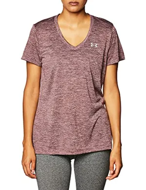 Under Armour Women's Tech V-Neck Twist Short-Sleeve T-Shirt , Ash Plum (554)/Metallic Silver, Medium