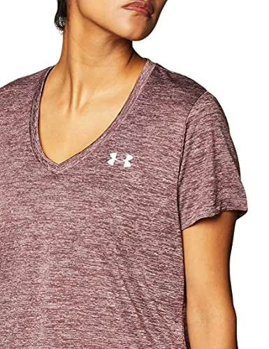 Under Armour Women's Tech V-Neck Twist Short-Sleeve T-Shirt , Ash Plum (554)/Metallic Silver, Medium