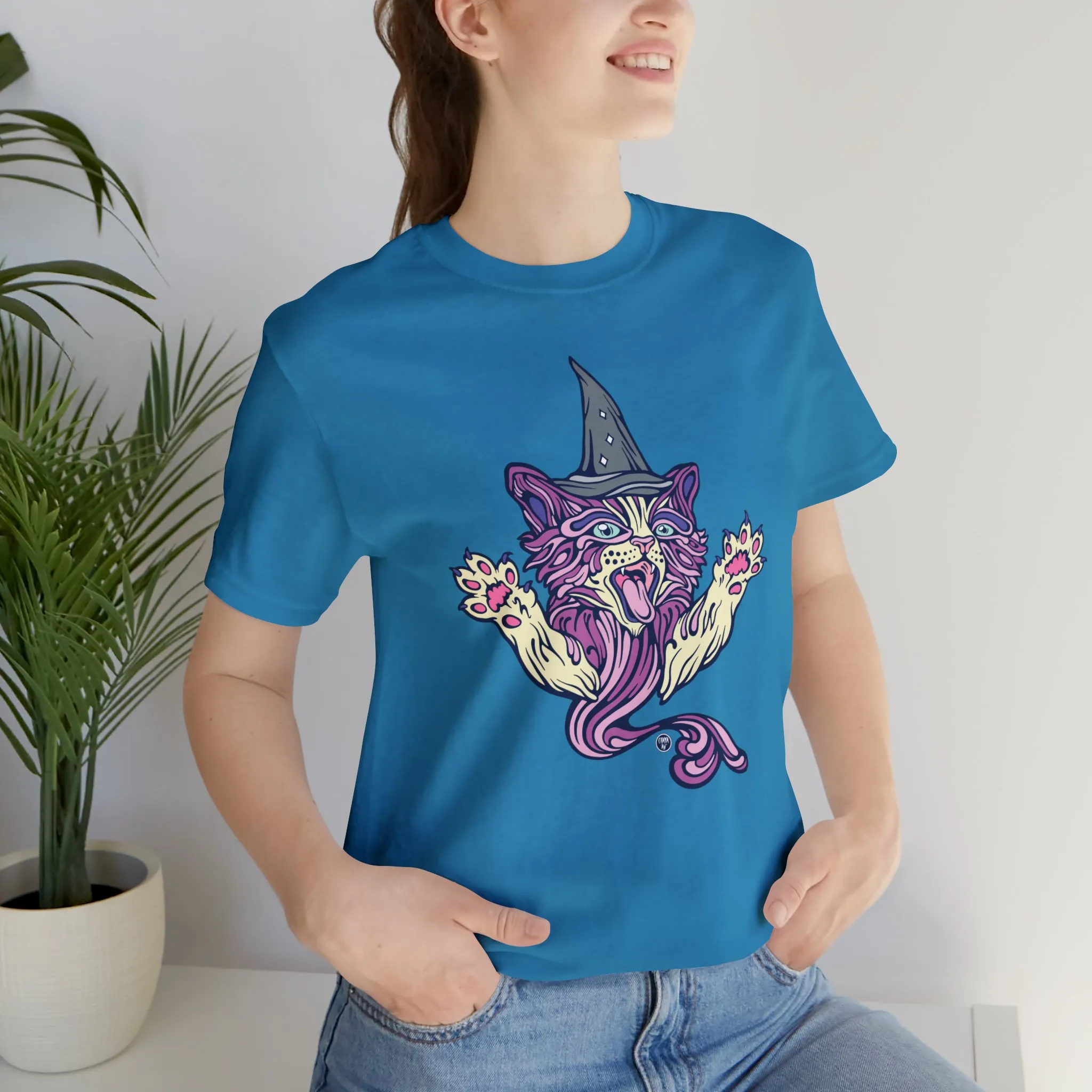 Witch Kitty (PURP) by Chaya Av Unisex Short Sleeve T-Shirt DTG (16 Colors Available)