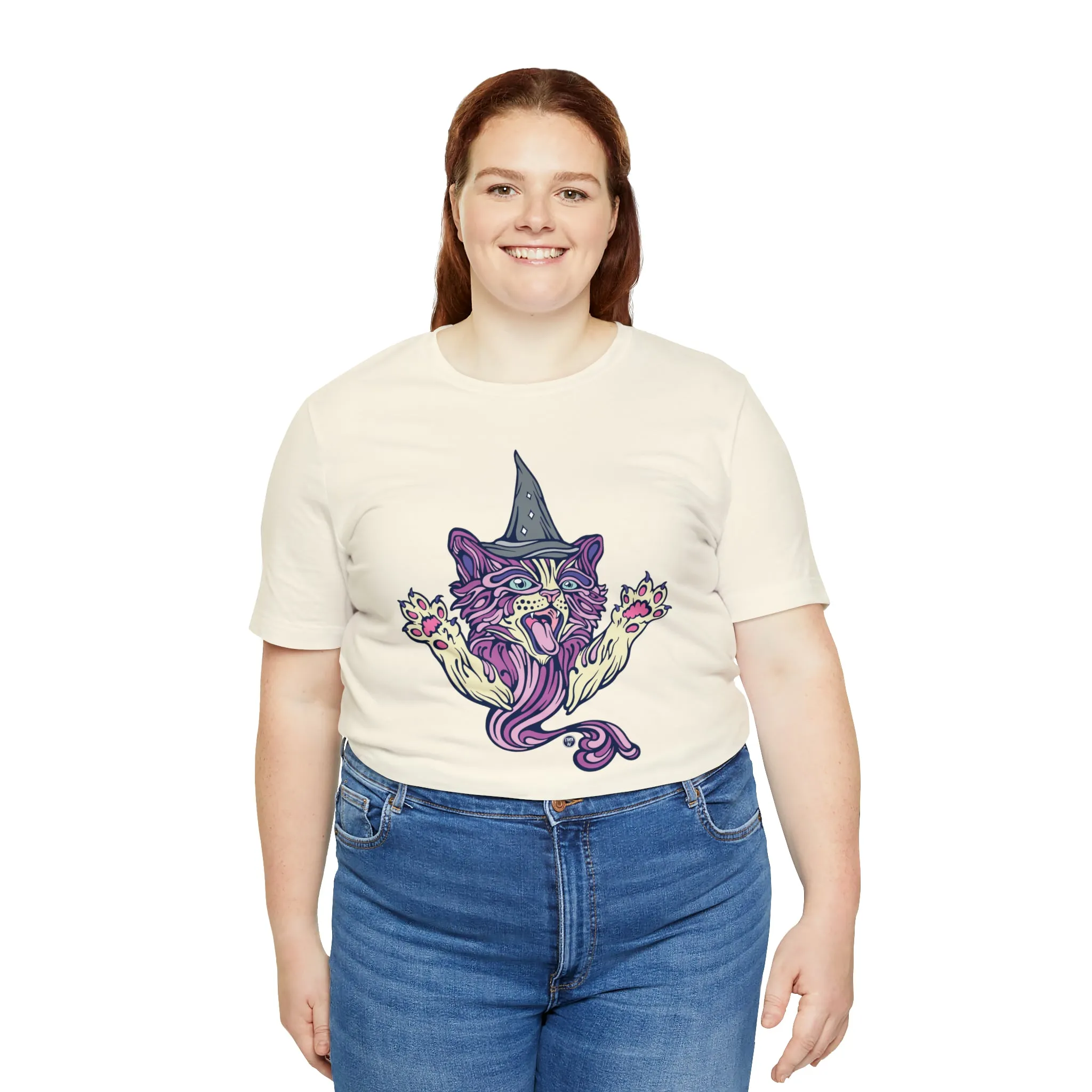 Witch Kitty (PURP) by Chaya Av Unisex Short Sleeve T-Shirt DTG (16 Colors Available)