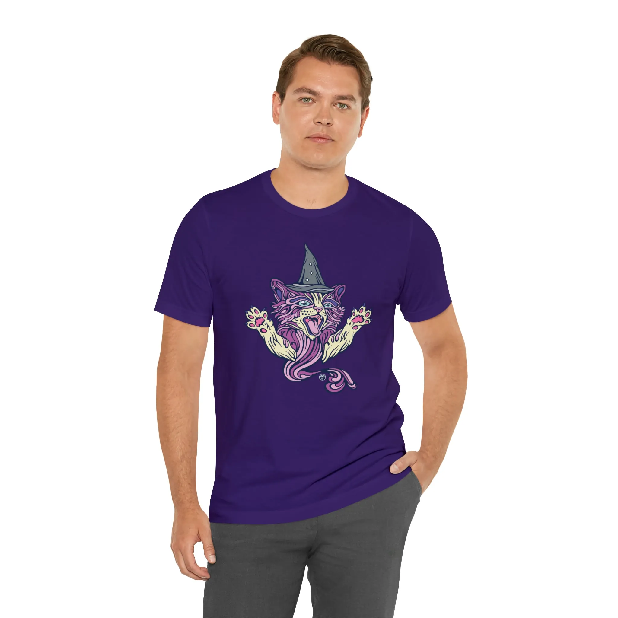 Witch Kitty (PURP) by Chaya Av Unisex Short Sleeve T-Shirt DTG (16 Colors Available)