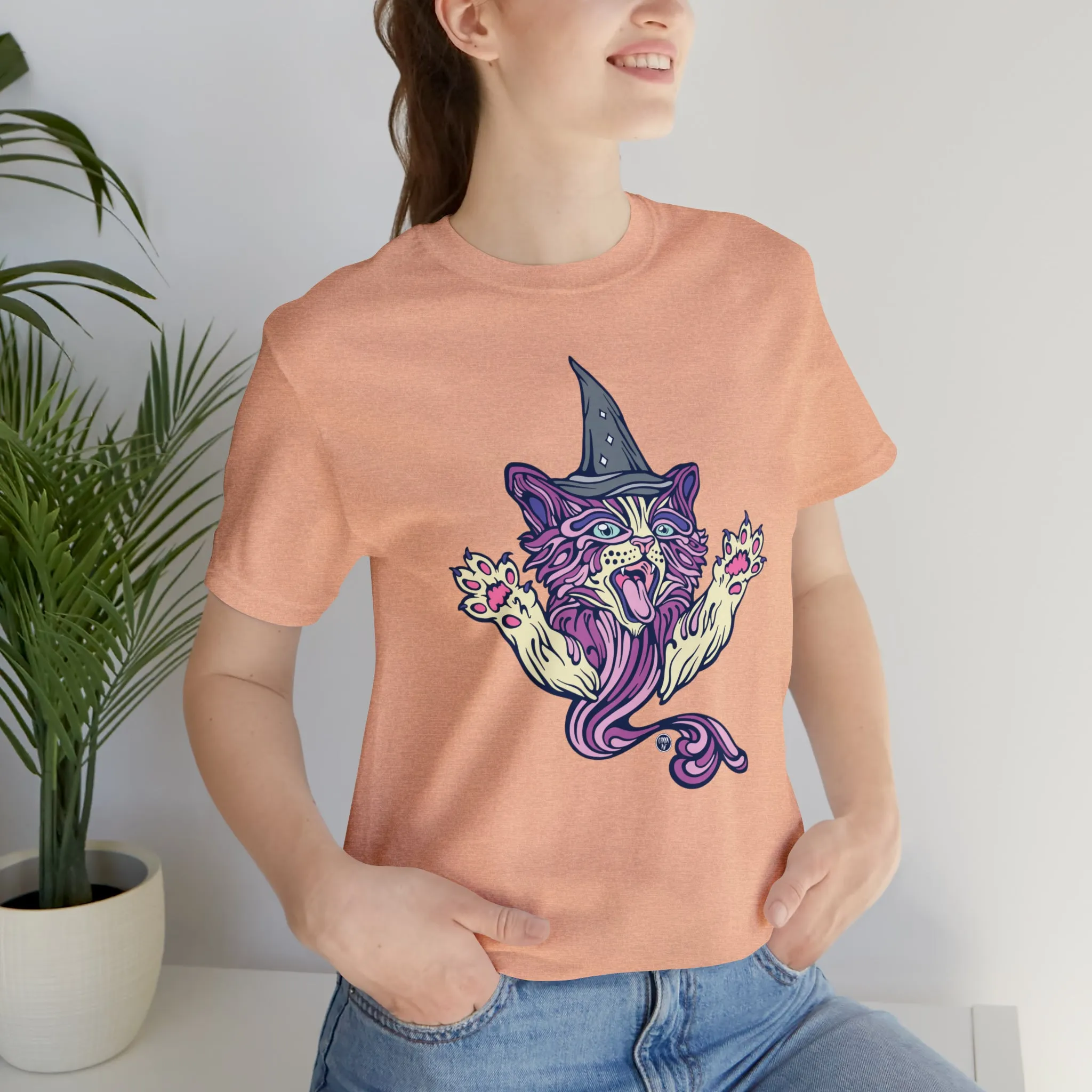 Witch Kitty (PURP) by Chaya Av Unisex Short Sleeve T-Shirt DTG (16 Colors Available)