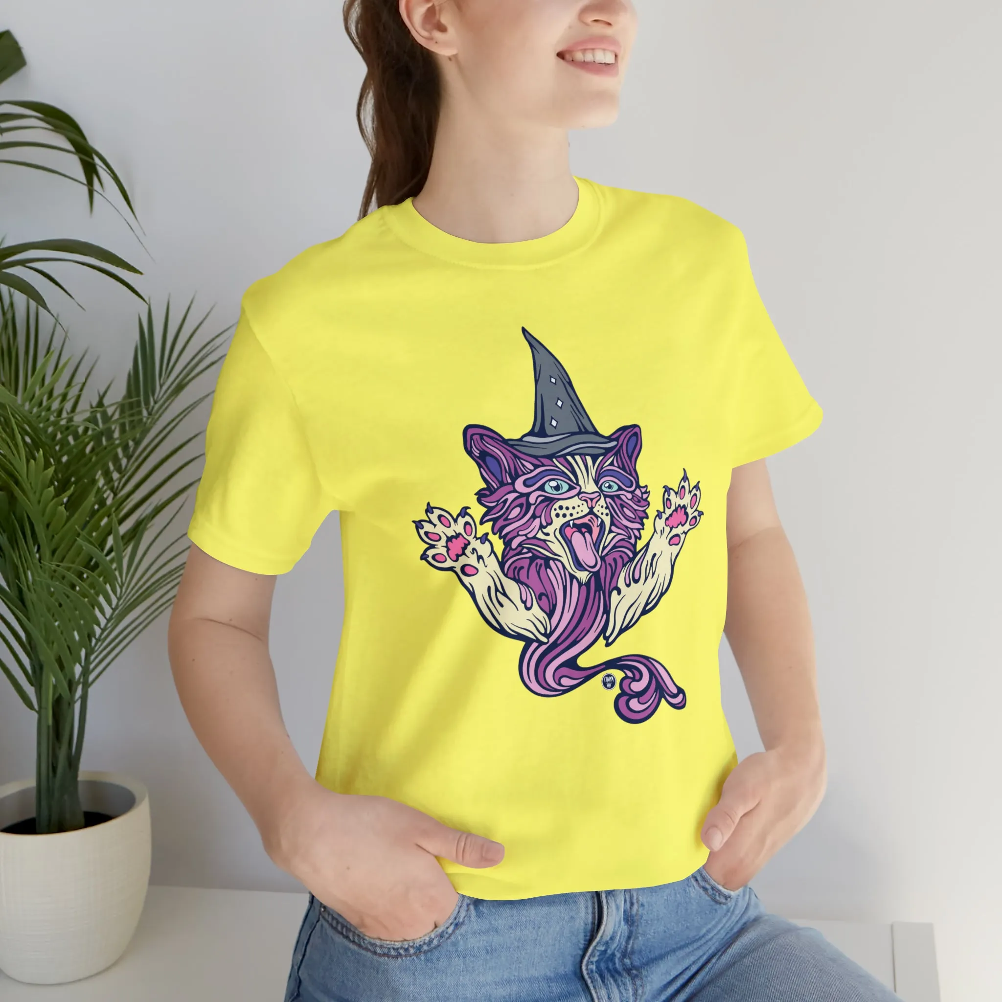 Witch Kitty (PURP) by Chaya Av Unisex Short Sleeve T-Shirt DTG (16 Colors Available)