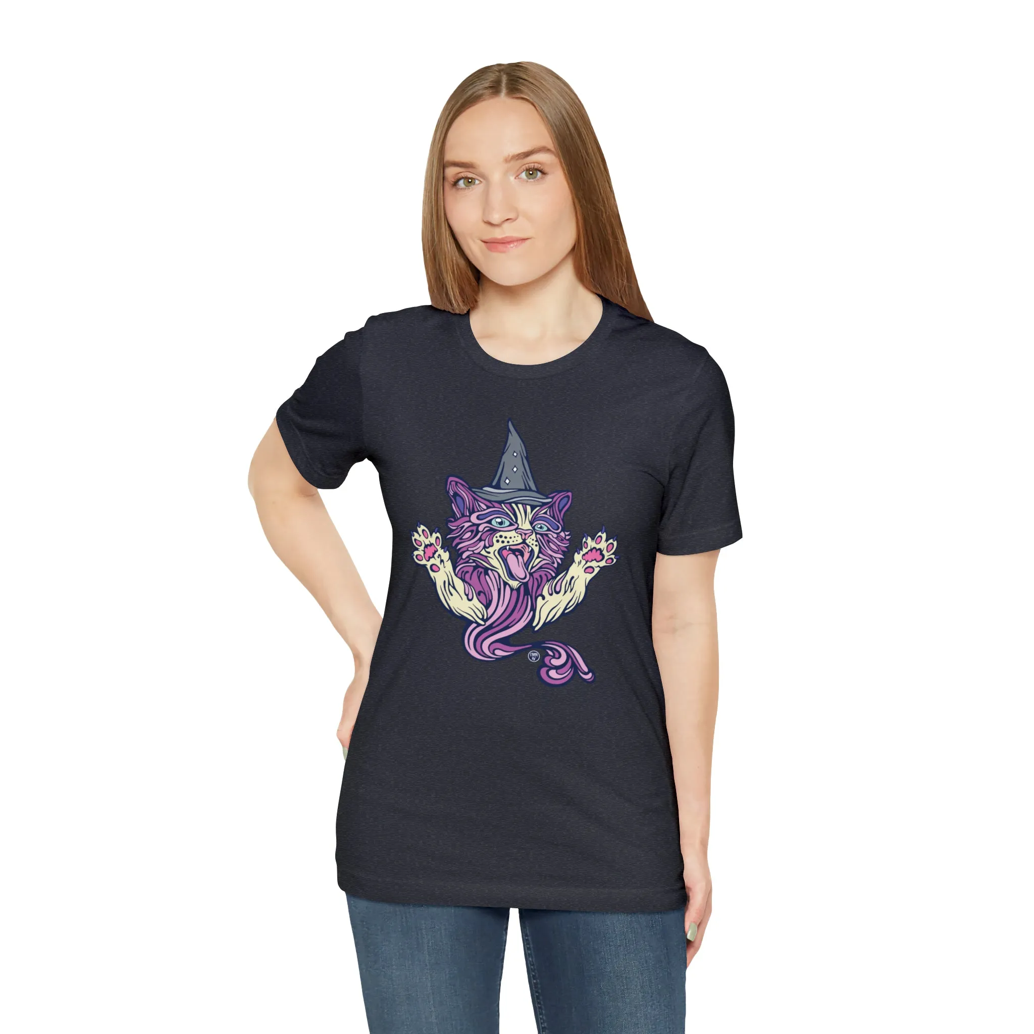 Witch Kitty (PURP) by Chaya Av Unisex Short Sleeve T-Shirt DTG (16 Colors Available)