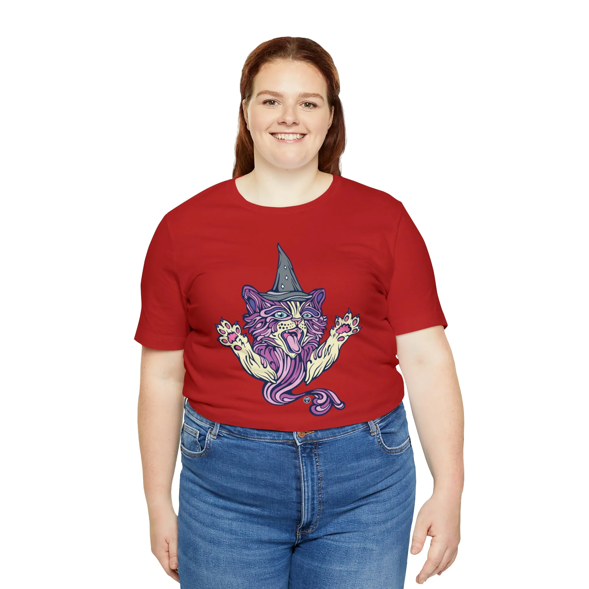 Witch Kitty (PURP) by Chaya Av Unisex Short Sleeve T-Shirt DTG (16 Colors Available)
