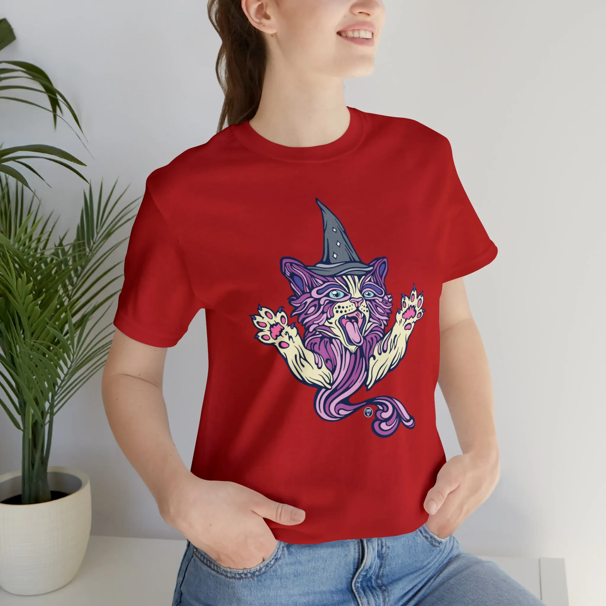 Witch Kitty (PURP) by Chaya Av Unisex Short Sleeve T-Shirt DTG (16 Colors Available)