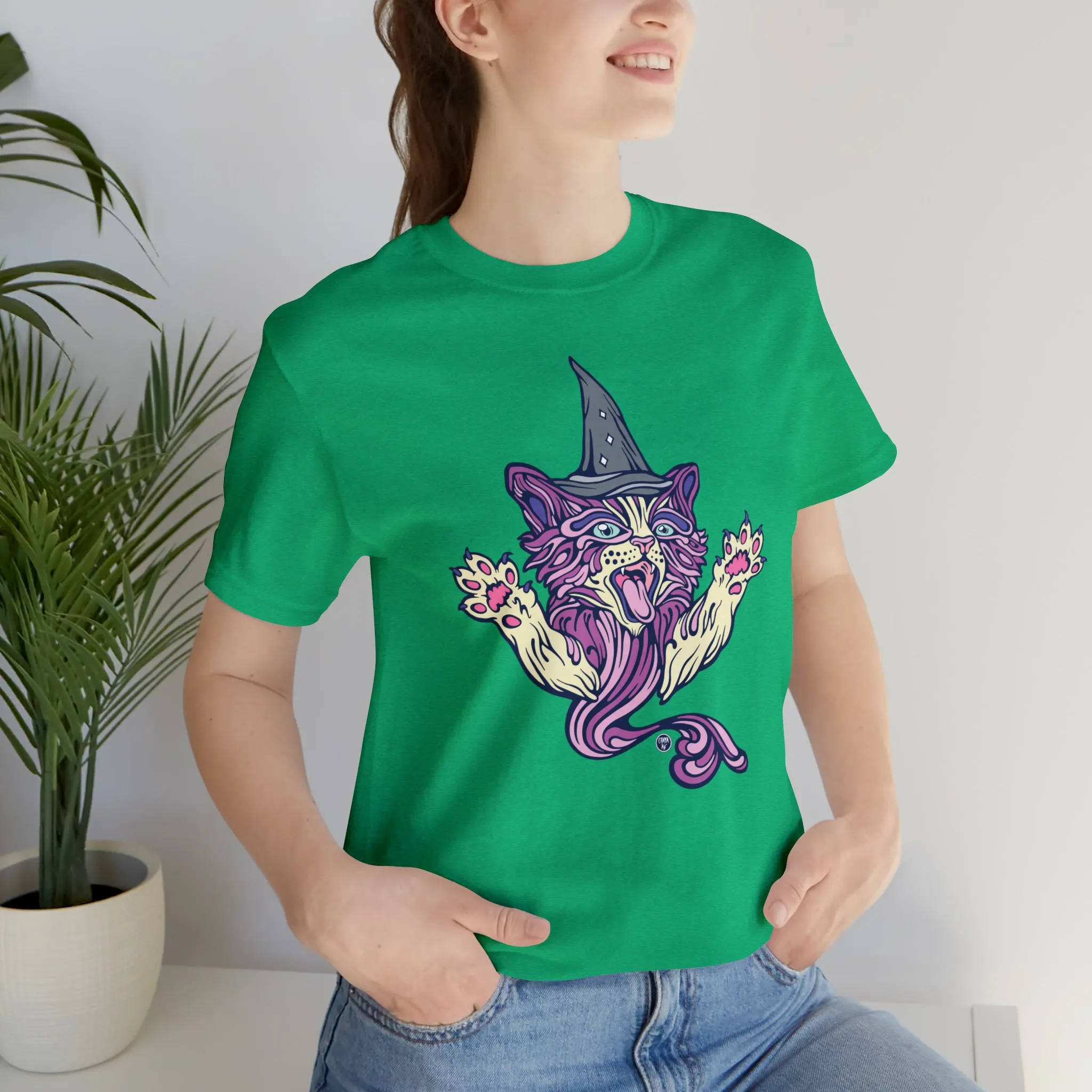 Witch Kitty (PURP) by Chaya Av Unisex Short Sleeve T-Shirt DTG (16 Colors Available)