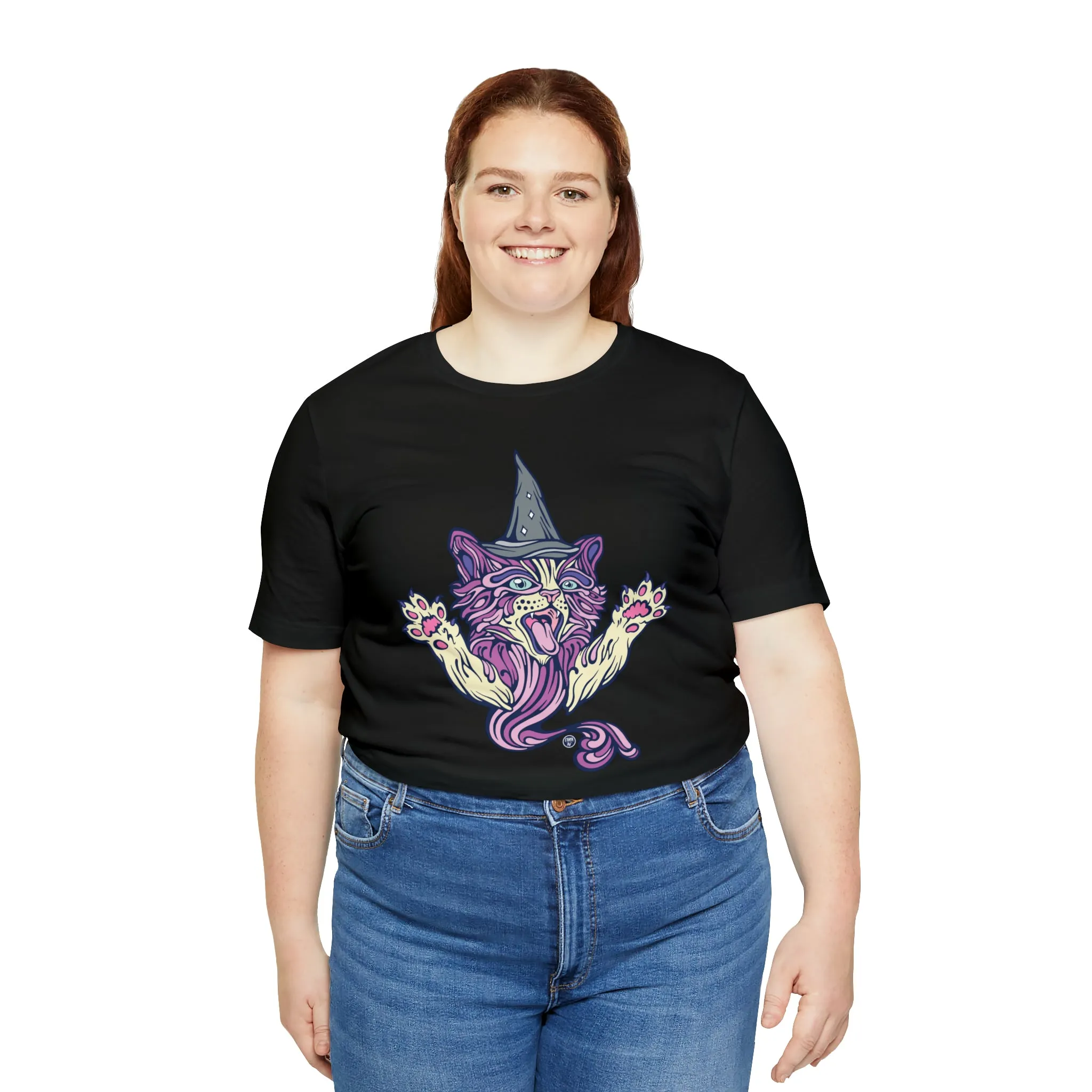 Witch Kitty (PURP) by Chaya Av Unisex Short Sleeve T-Shirt DTG (16 Colors Available)