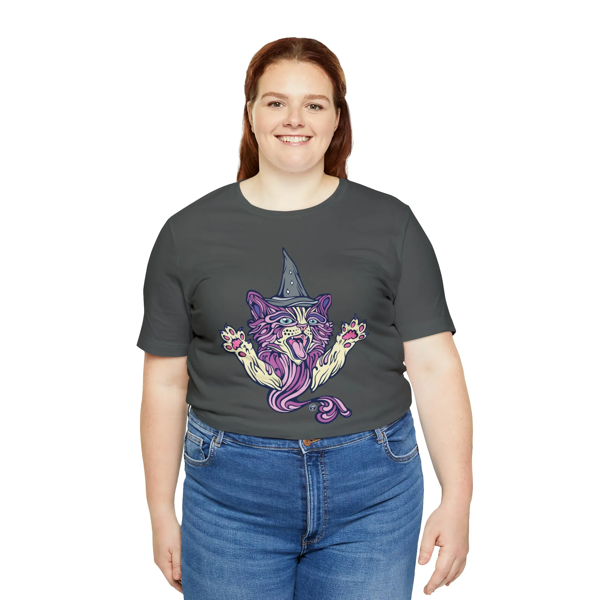 Witch Kitty (PURP) by Chaya Av Unisex Short Sleeve T-Shirt DTG (16 Colors Available)
