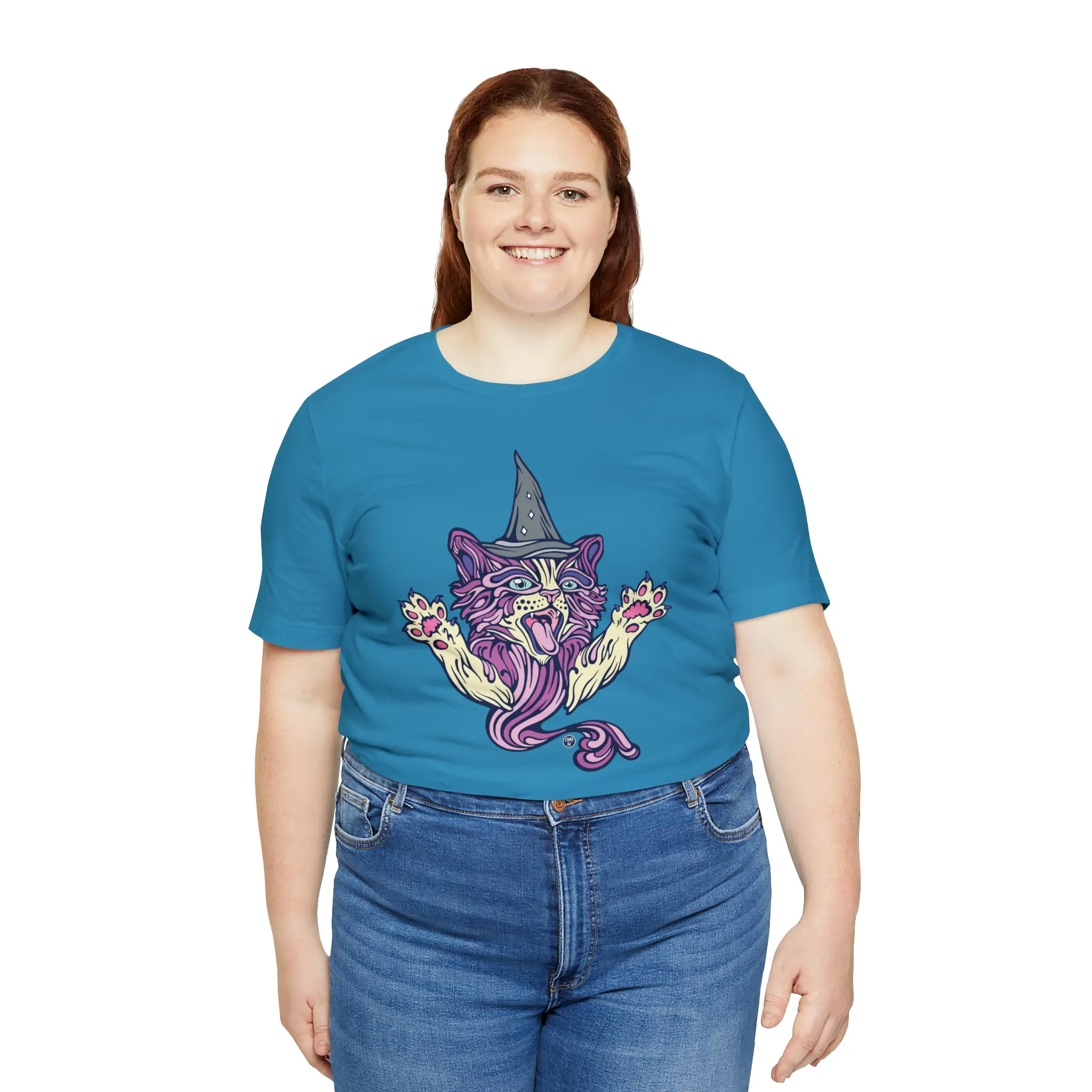 Witch Kitty (PURP) by Chaya Av Unisex Short Sleeve T-Shirt DTG (16 Colors Available)