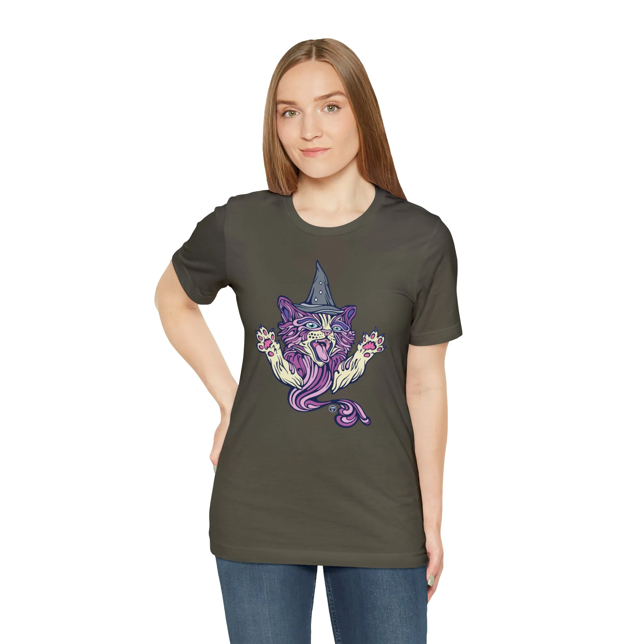 Witch Kitty (PURP) by Chaya Av Unisex Short Sleeve T-Shirt DTG (16 Colors Available)