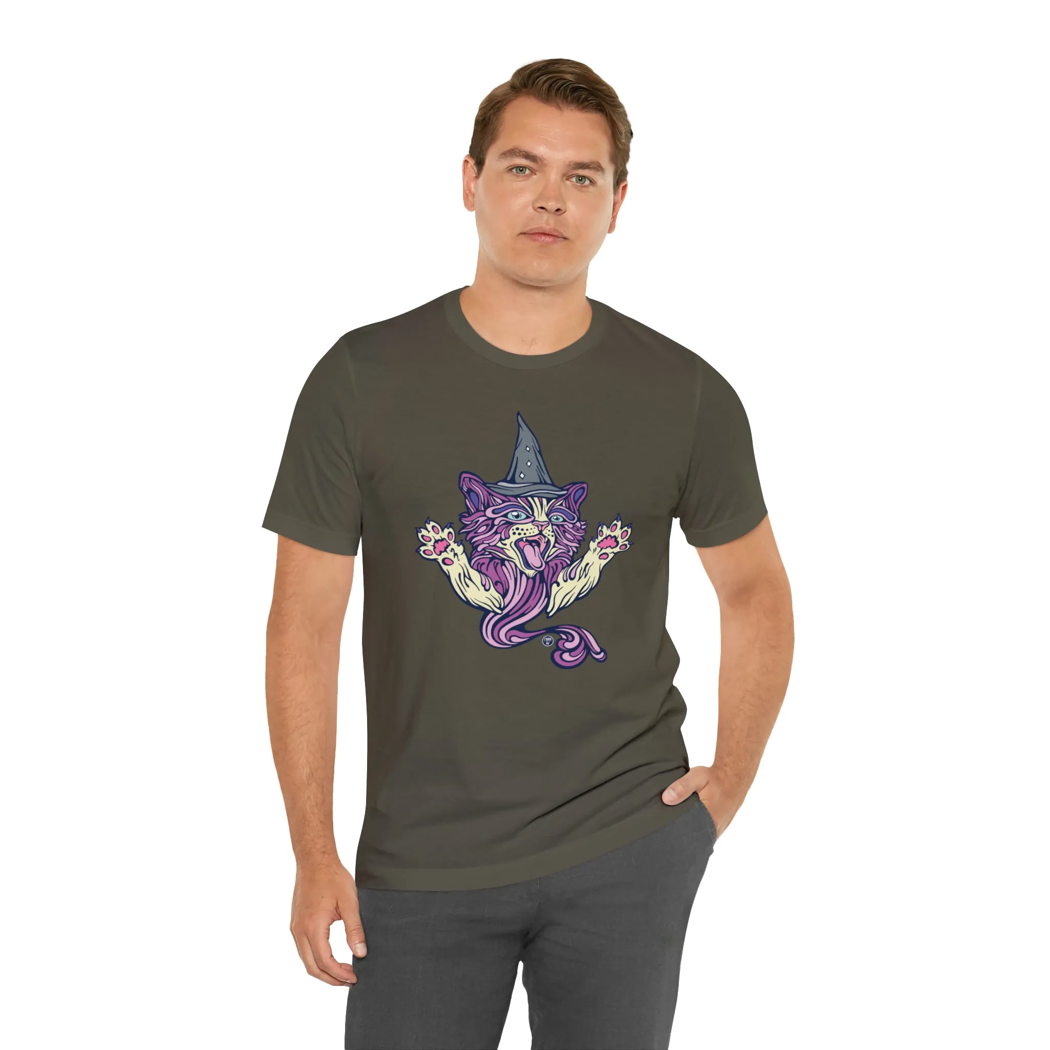 Witch Kitty (PURP) by Chaya Av Unisex Short Sleeve T-Shirt DTG (16 Colors Available)