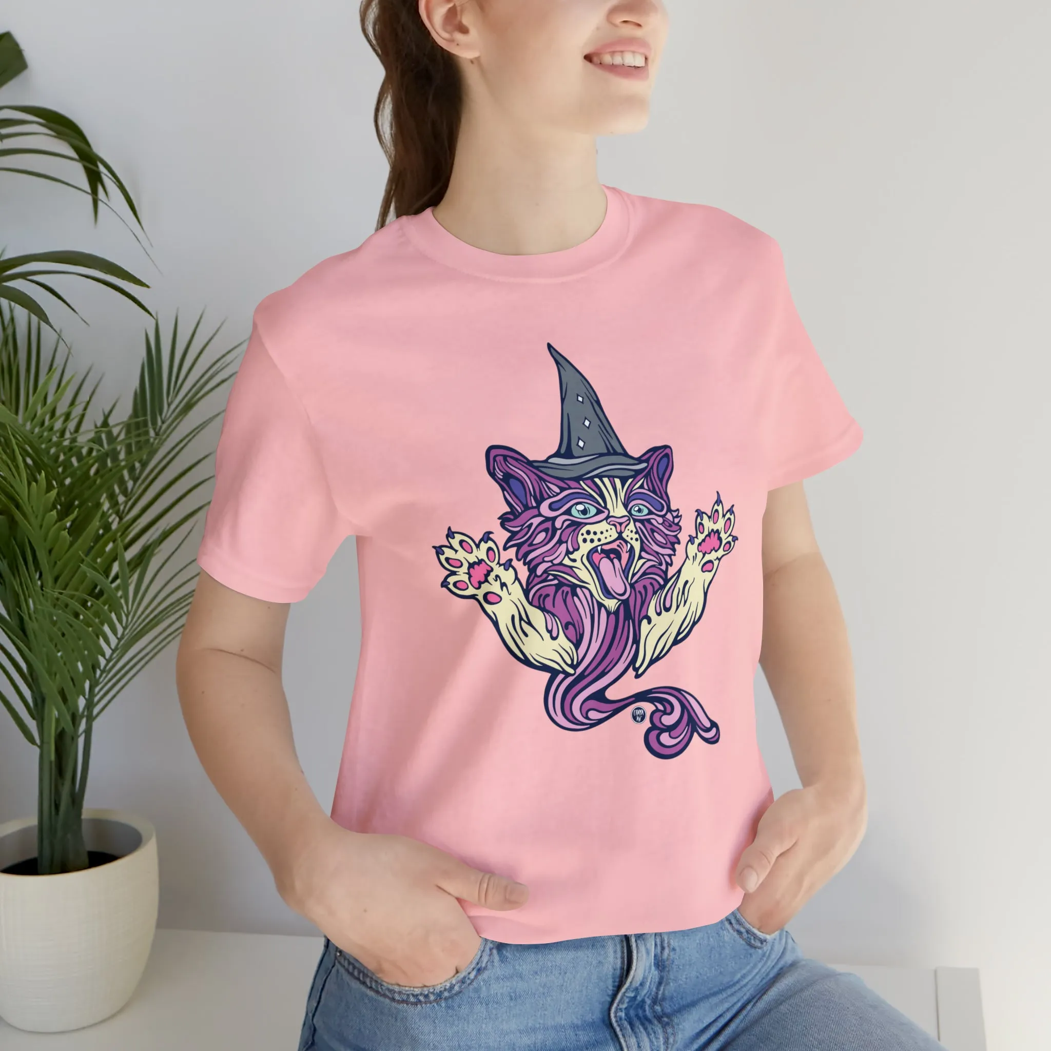 Witch Kitty (PURP) by Chaya Av Unisex Short Sleeve T-Shirt DTG (16 Colors Available)