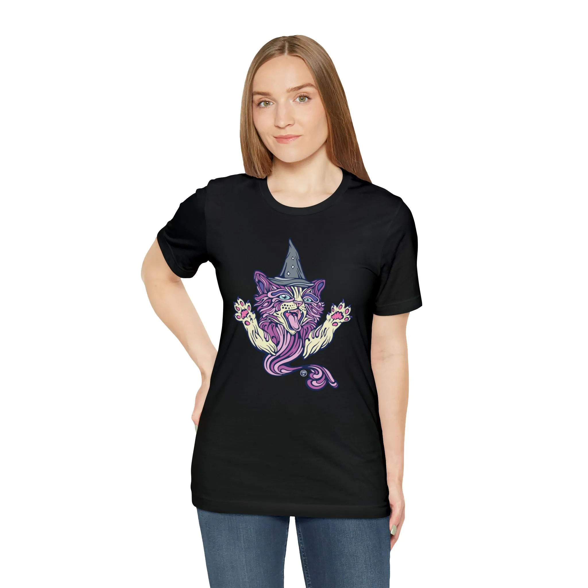 Witch Kitty (PURP) by Chaya Av Unisex Short Sleeve T-Shirt DTG (16 Colors Available)