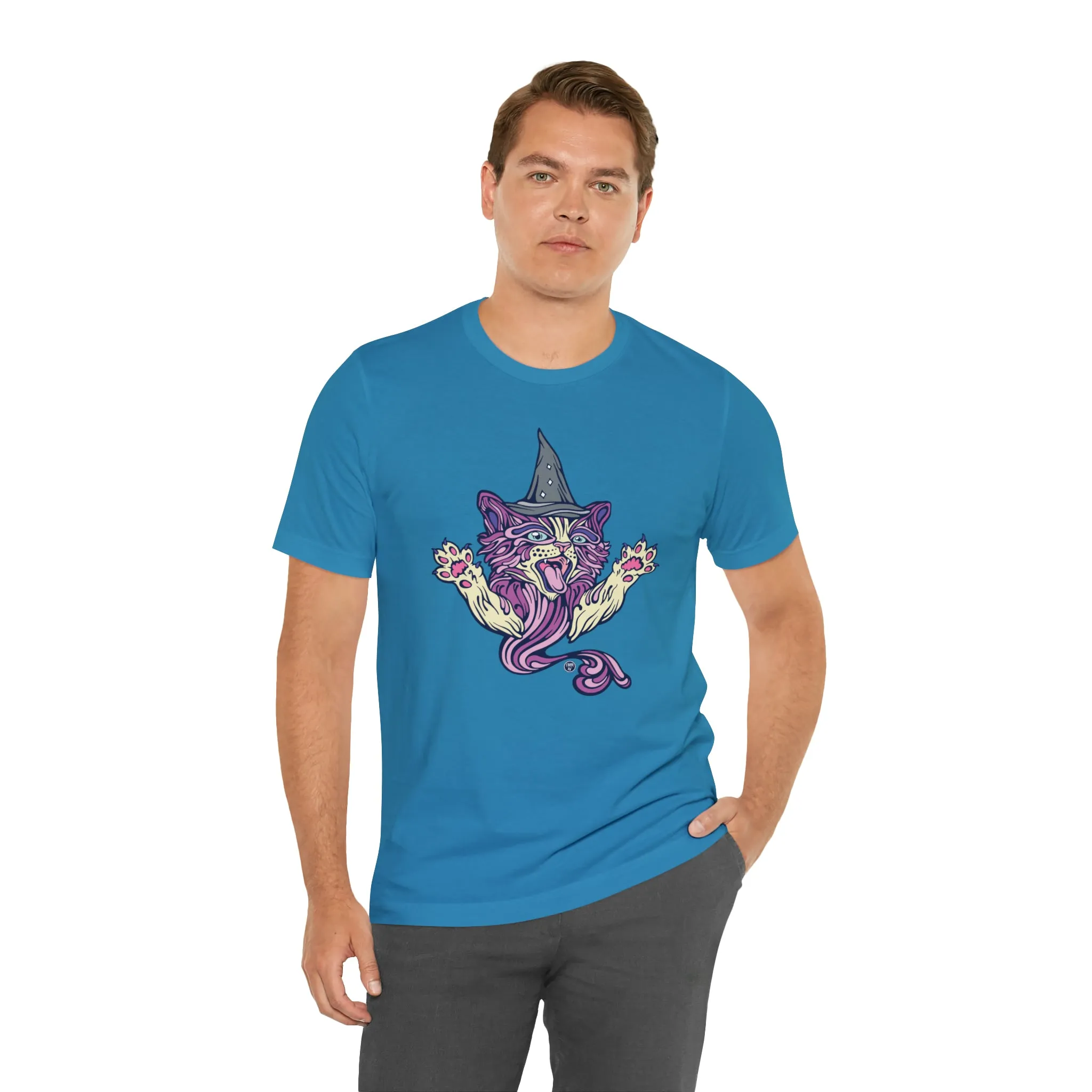 Witch Kitty (PURP) by Chaya Av Unisex Short Sleeve T-Shirt DTG (16 Colors Available)