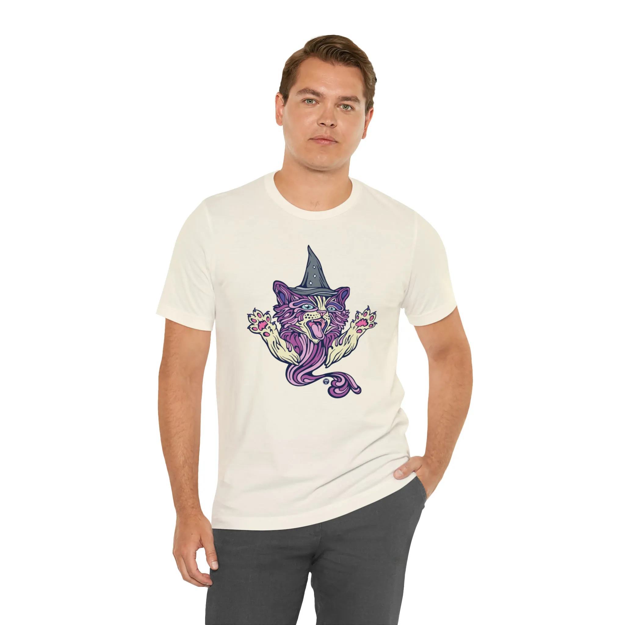 Witch Kitty (PURP) by Chaya Av Unisex Short Sleeve T-Shirt DTG (16 Colors Available)