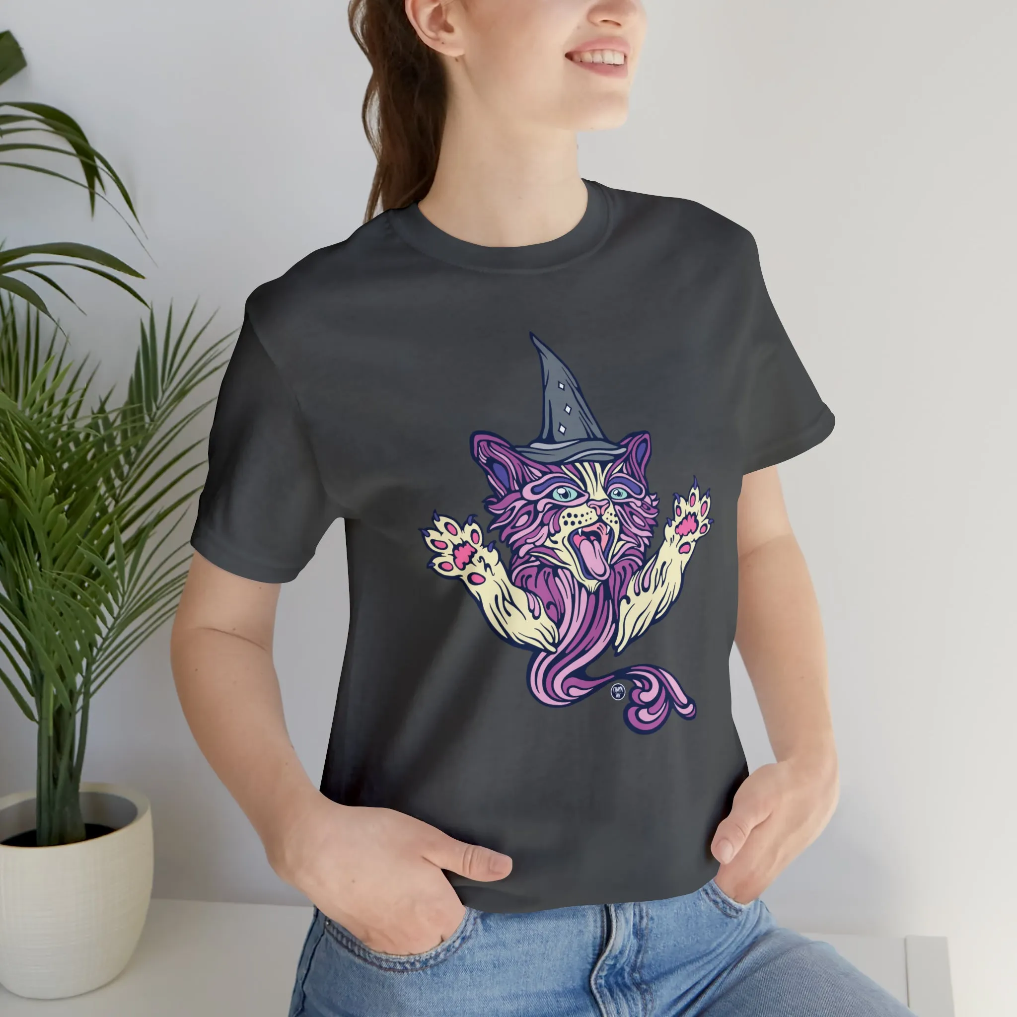Witch Kitty (PURP) by Chaya Av Unisex Short Sleeve T-Shirt DTG (16 Colors Available)