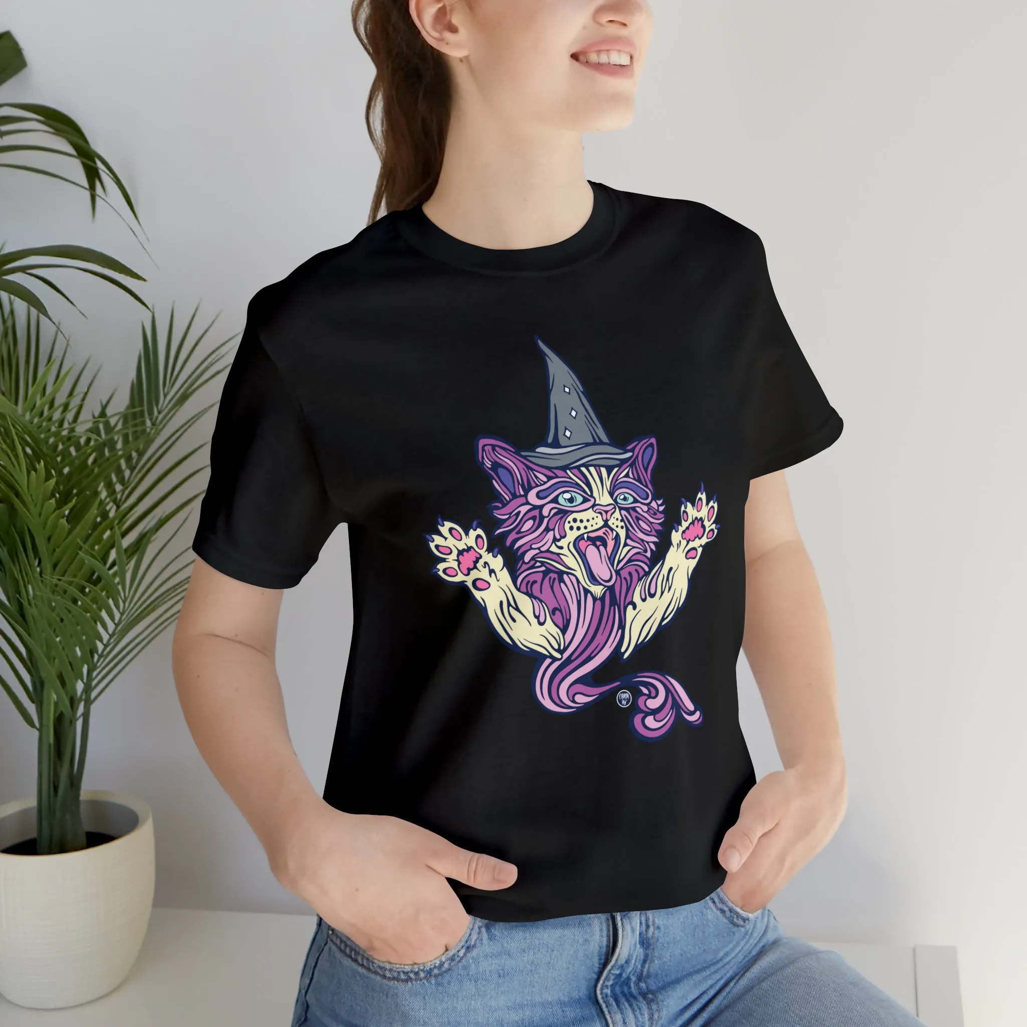 Witch Kitty (PURP) by Chaya Av Unisex Short Sleeve T-Shirt DTG (16 Colors Available)
