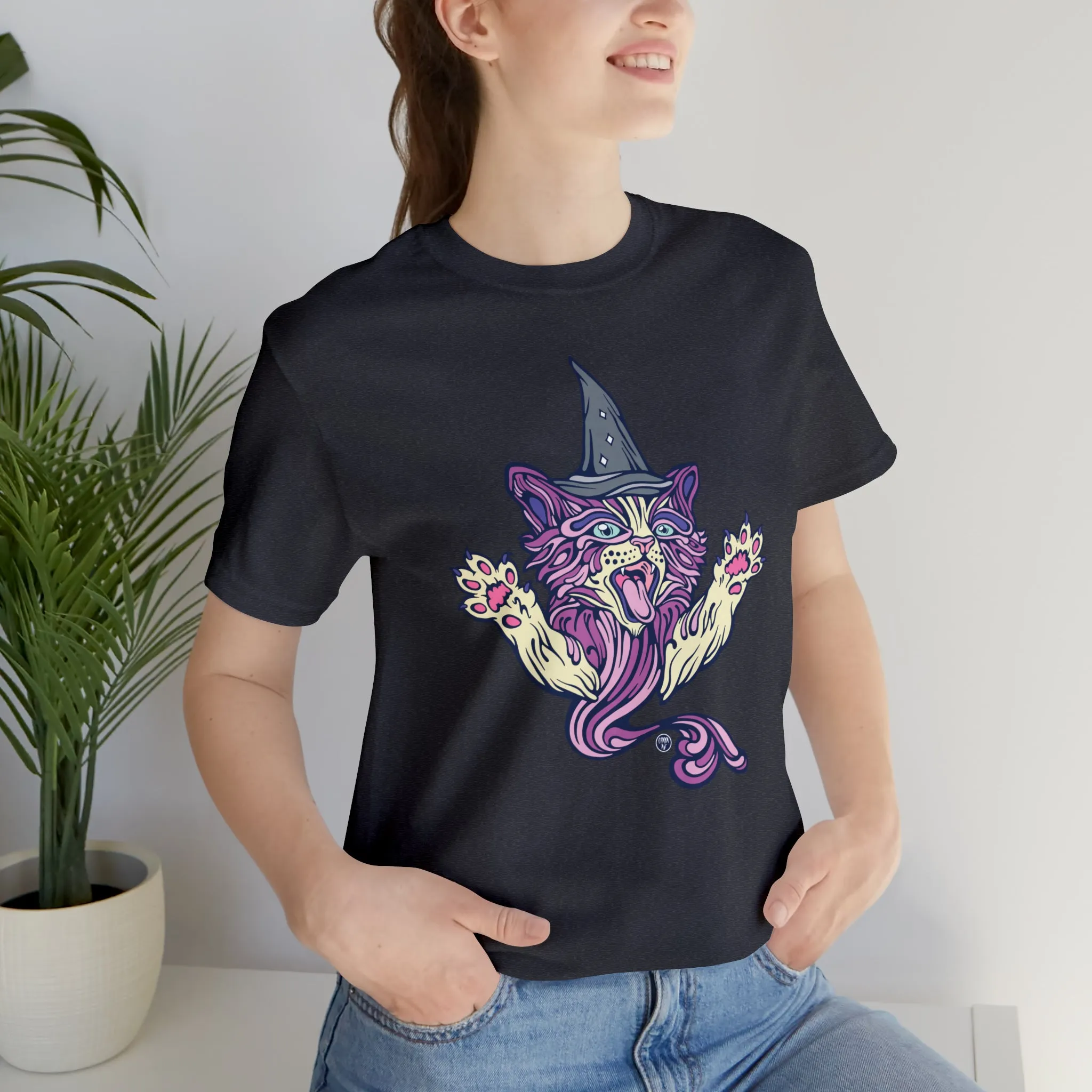 Witch Kitty (PURP) by Chaya Av Unisex Short Sleeve T-Shirt DTG (16 Colors Available)