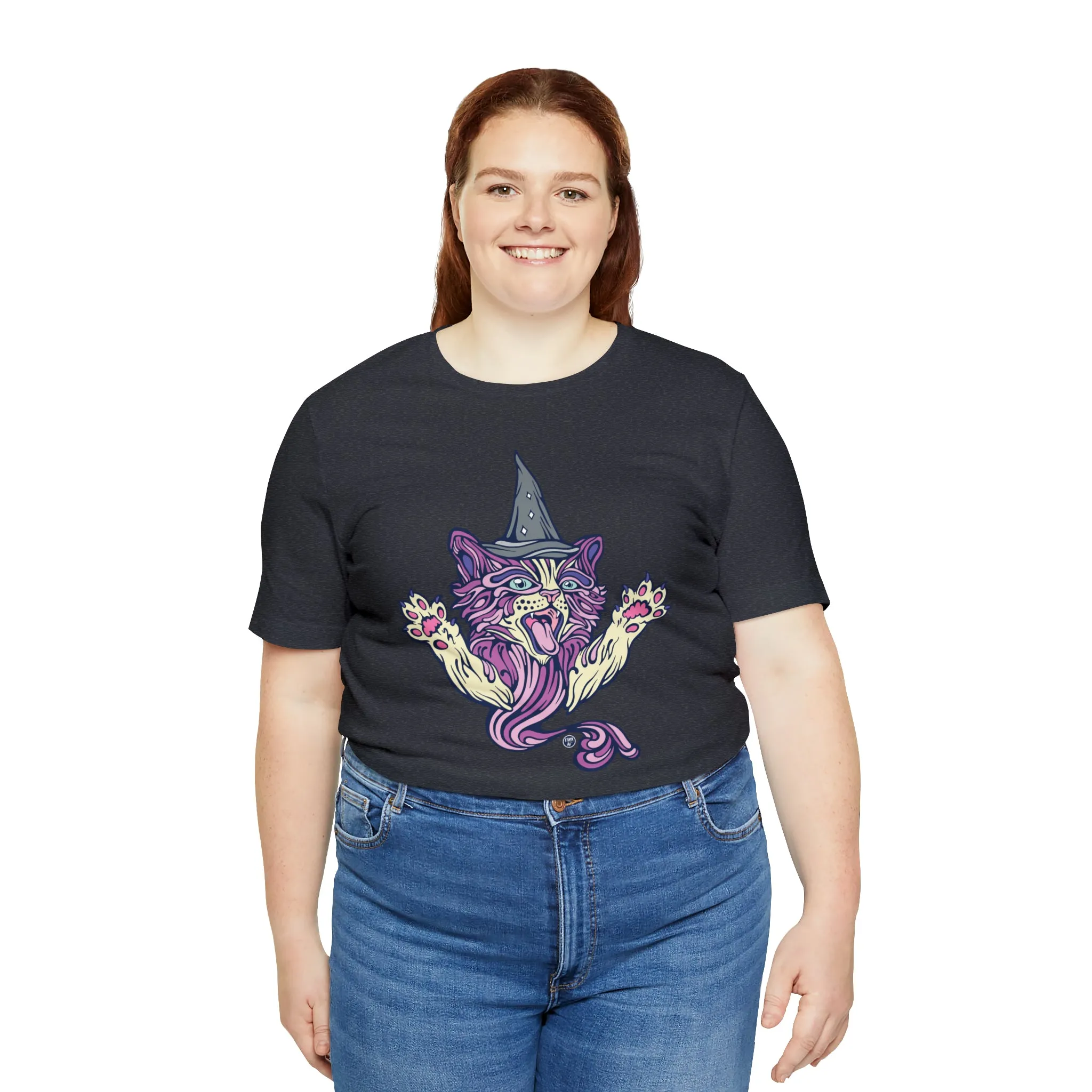 Witch Kitty (PURP) by Chaya Av Unisex Short Sleeve T-Shirt DTG (16 Colors Available)