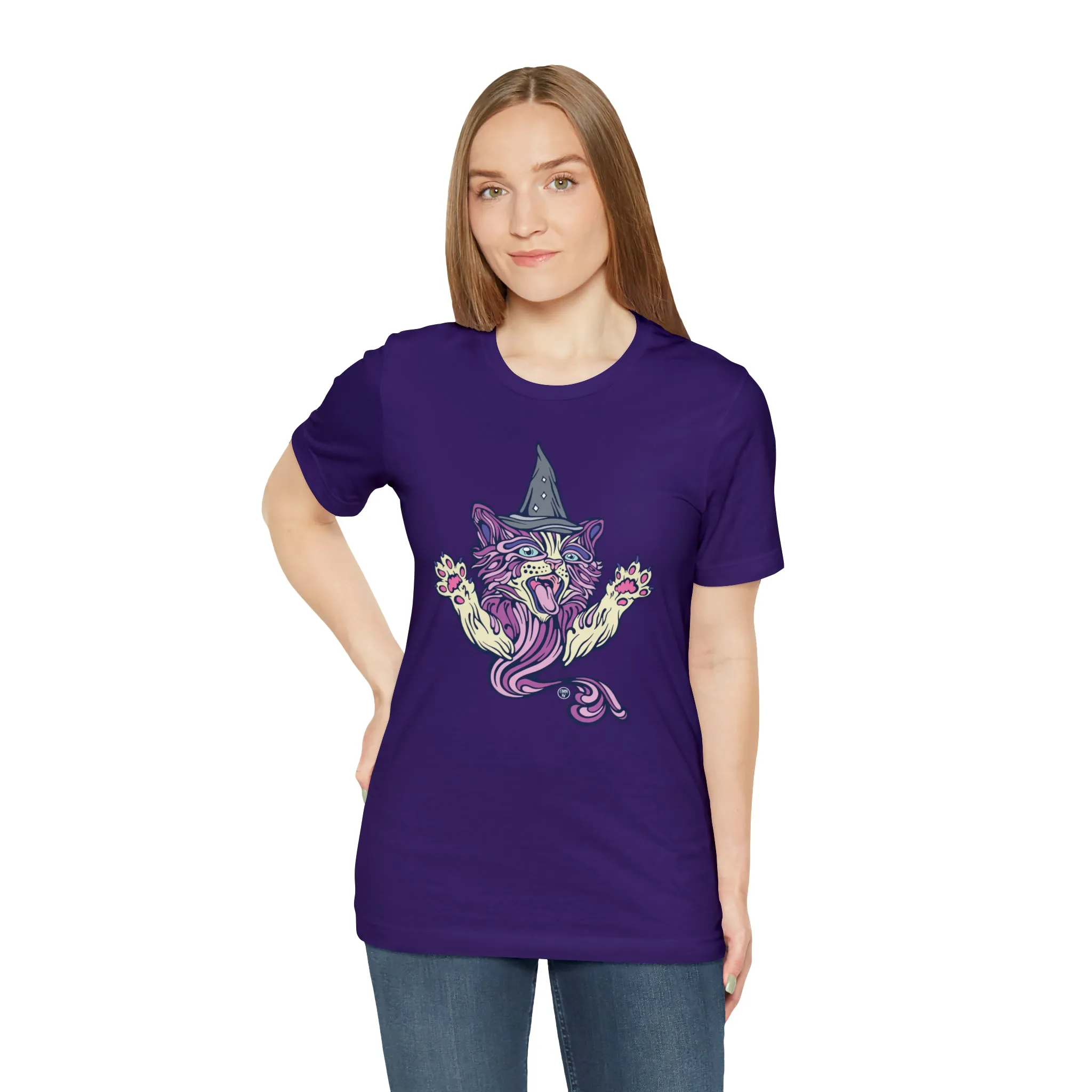 Witch Kitty (PURP) by Chaya Av Unisex Short Sleeve T-Shirt DTG (16 Colors Available)
