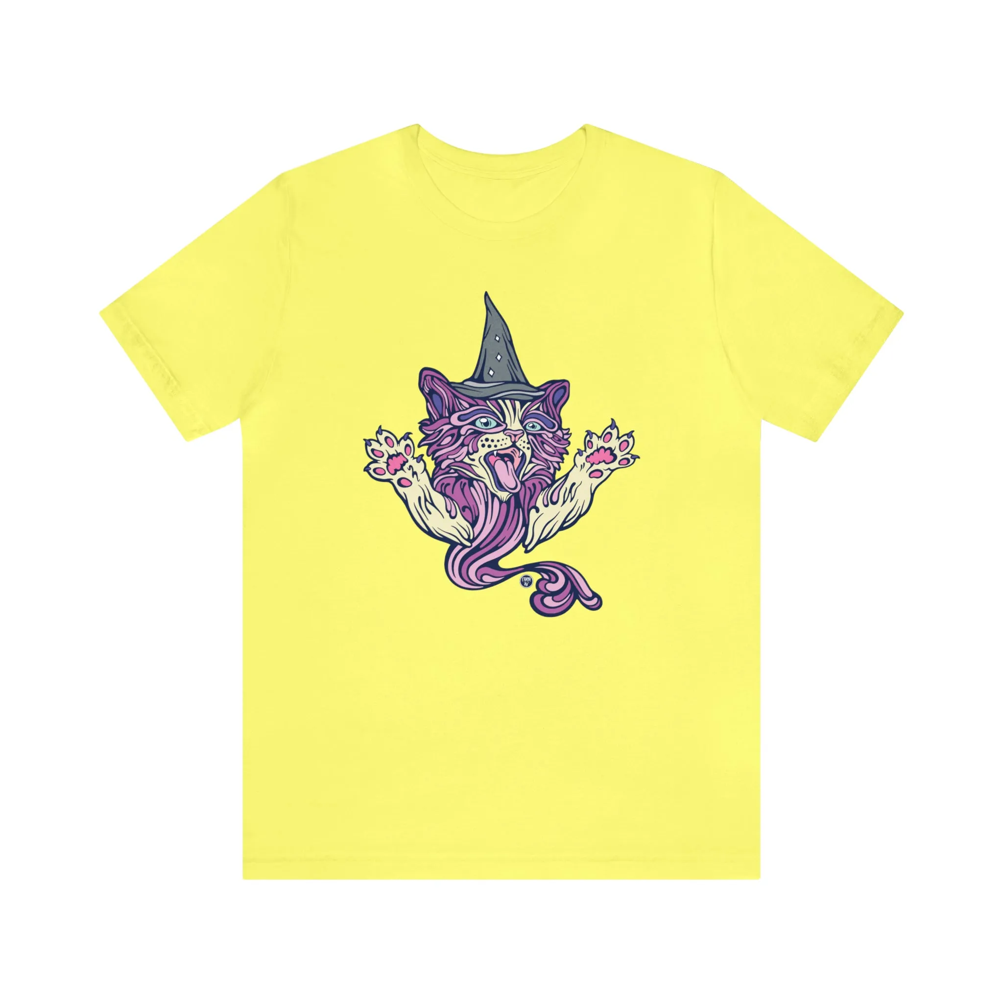 Witch Kitty (PURP) by Chaya Av Unisex Short Sleeve T-Shirt DTG (16 Colors Available)