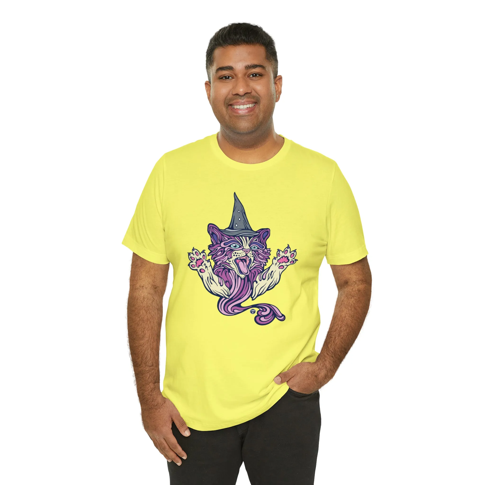 Witch Kitty (PURP) by Chaya Av Unisex Short Sleeve T-Shirt DTG (16 Colors Available)