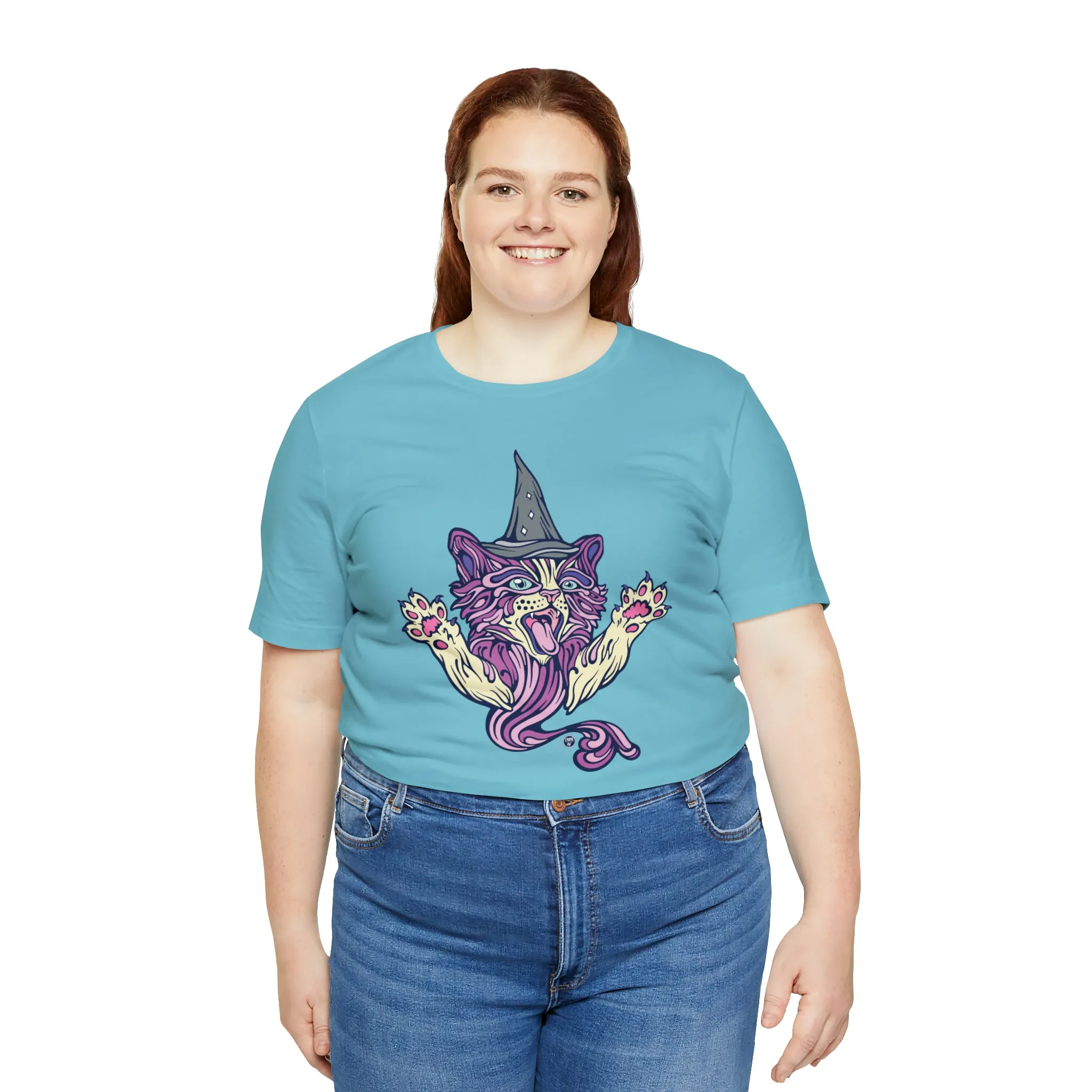 Witch Kitty (PURP) by Chaya Av Unisex Short Sleeve T-Shirt DTG (16 Colors Available)
