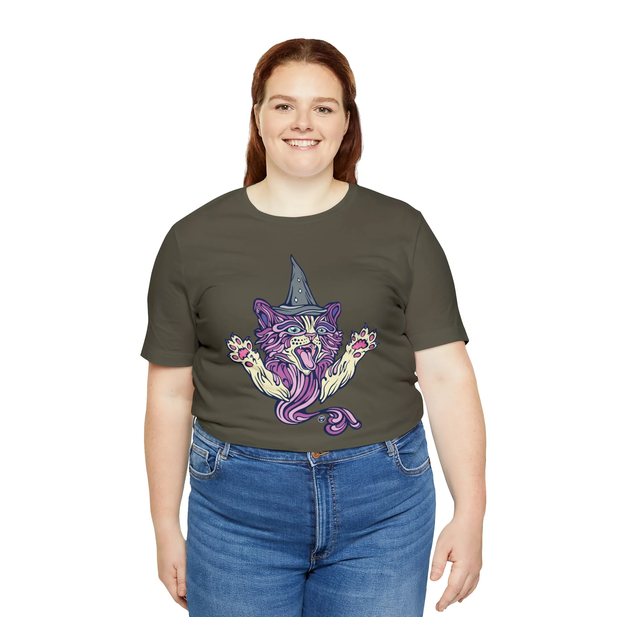 Witch Kitty (PURP) by Chaya Av Unisex Short Sleeve T-Shirt DTG (16 Colors Available)