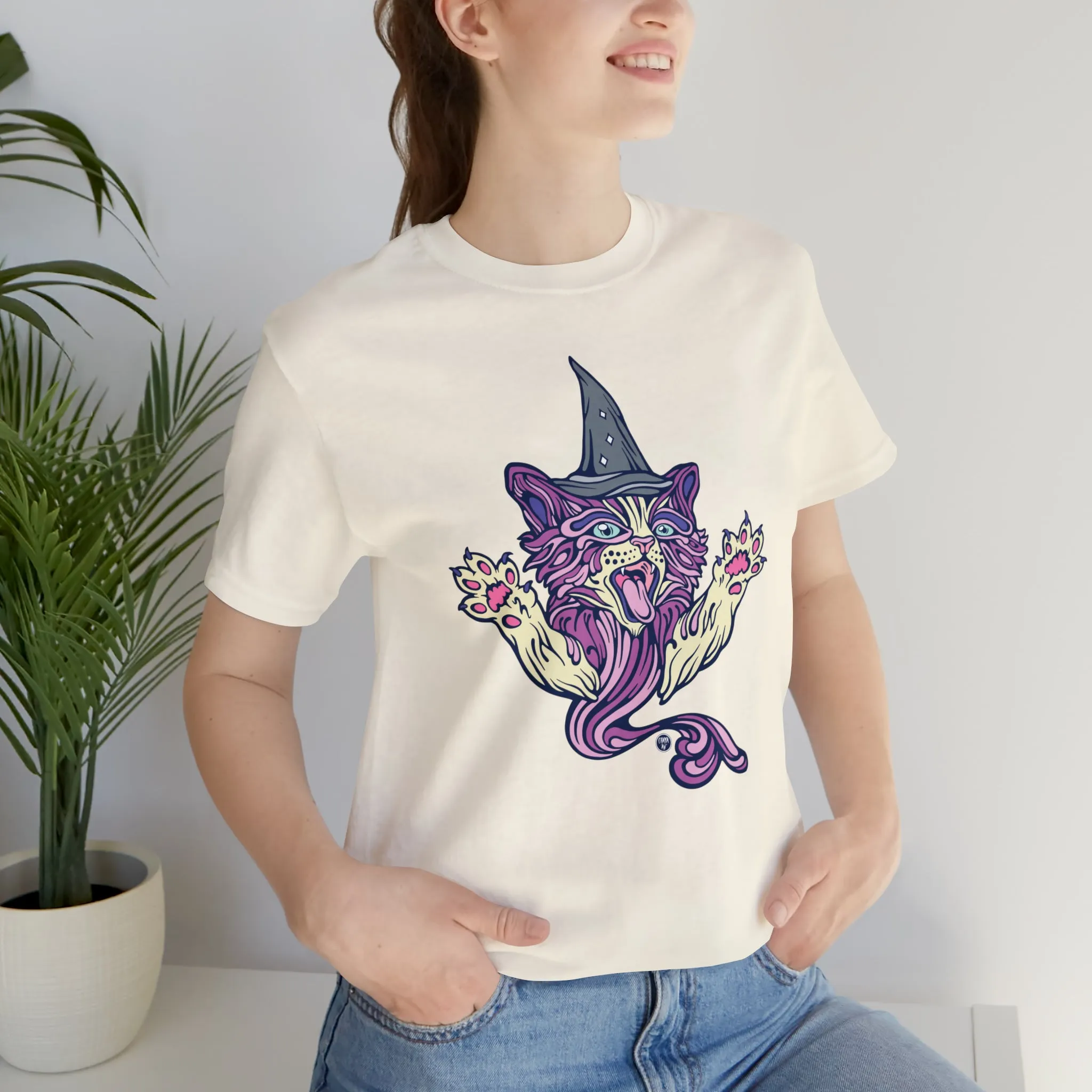 Witch Kitty (PURP) by Chaya Av Unisex Short Sleeve T-Shirt DTG (16 Colors Available)