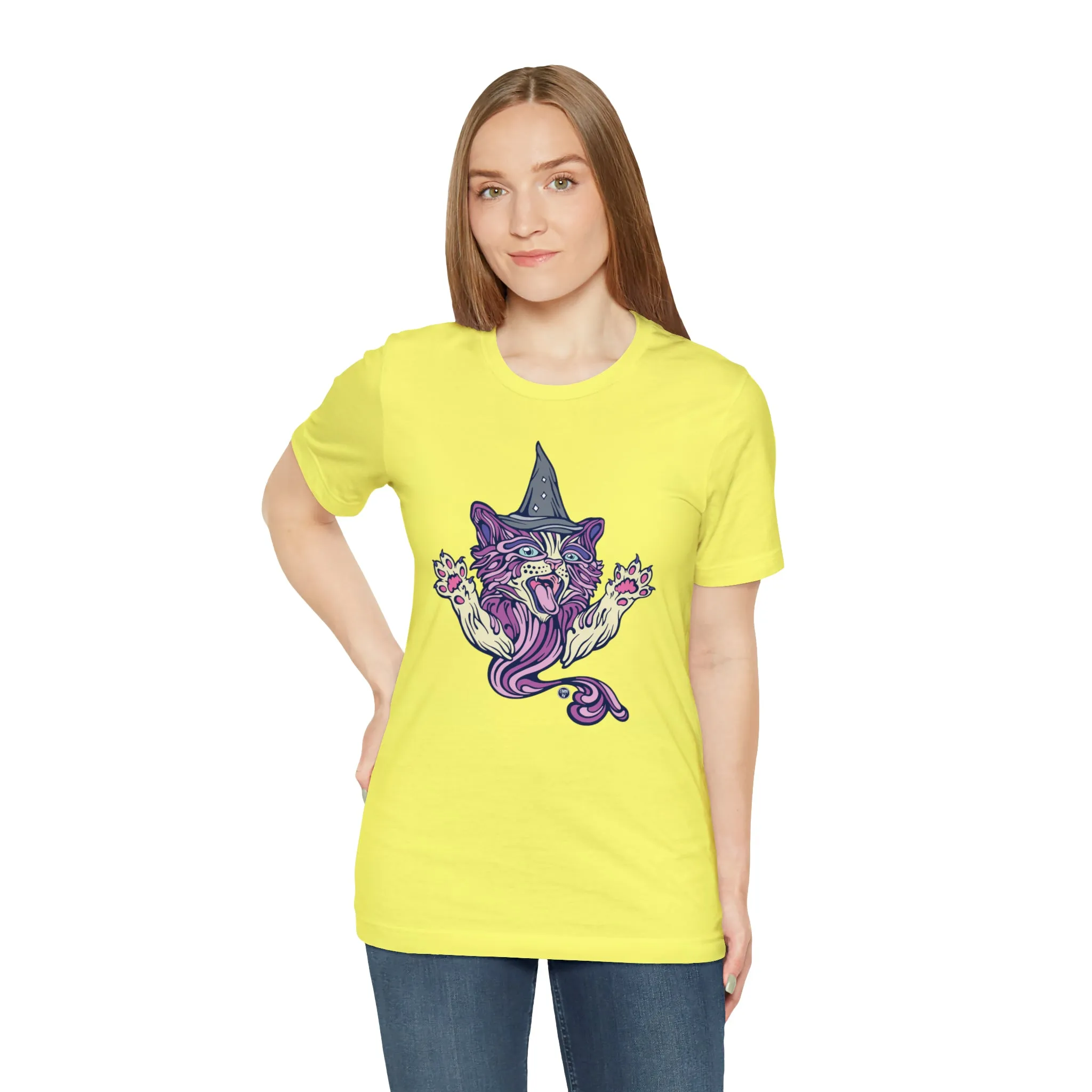 Witch Kitty (PURP) by Chaya Av Unisex Short Sleeve T-Shirt DTG (16 Colors Available)