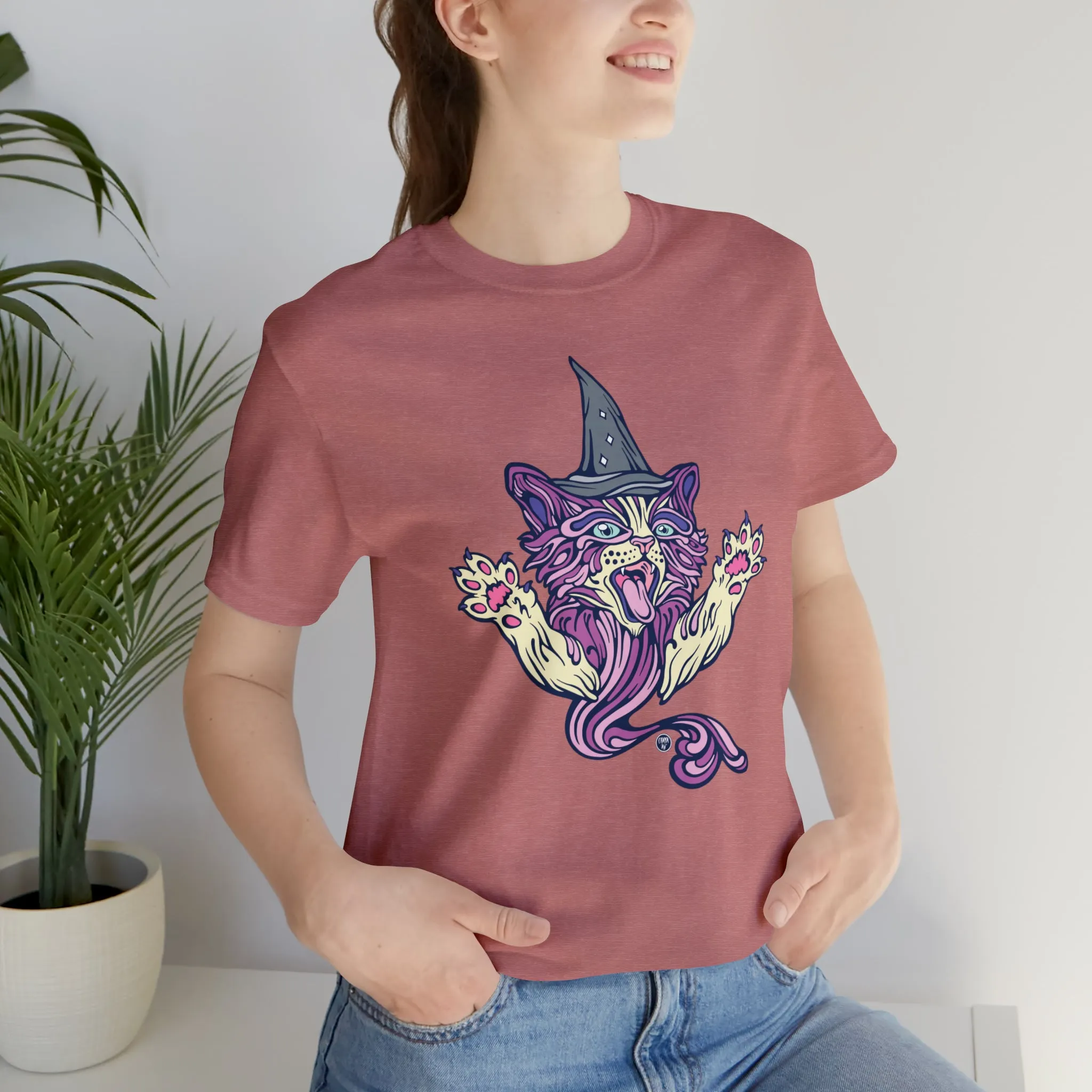Witch Kitty (PURP) by Chaya Av Unisex Short Sleeve T-Shirt DTG (16 Colors Available)
