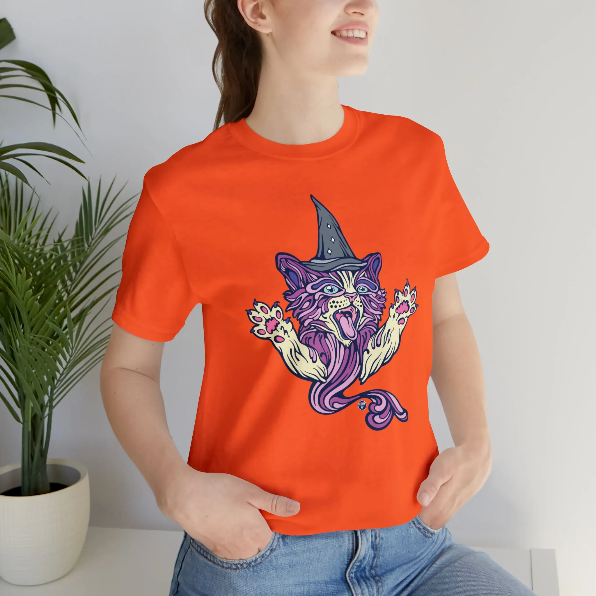 Witch Kitty (PURP) by Chaya Av Unisex Short Sleeve T-Shirt DTG (16 Colors Available)