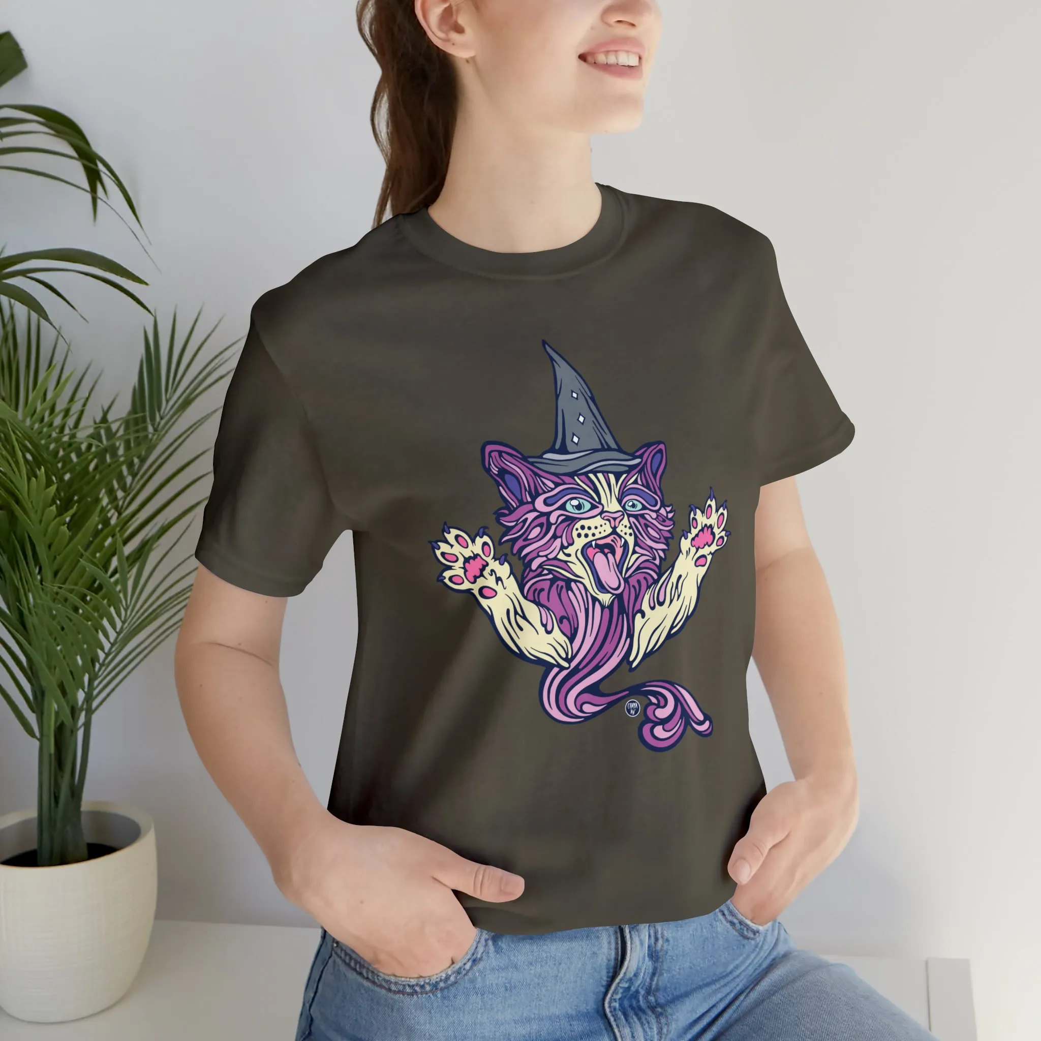 Witch Kitty (PURP) by Chaya Av Unisex Short Sleeve T-Shirt DTG (16 Colors Available)